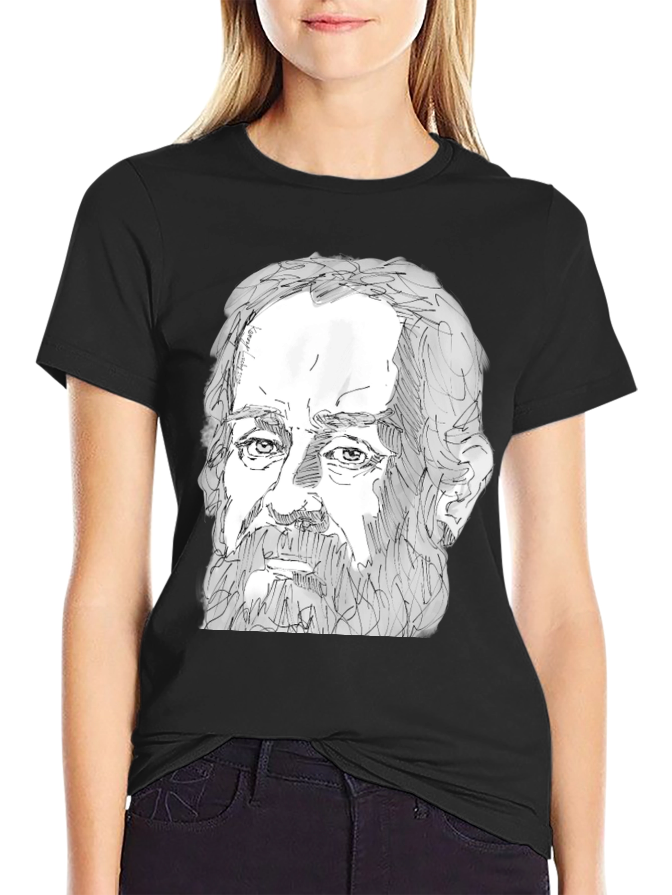 Sketch Portrait Black T-Shirt