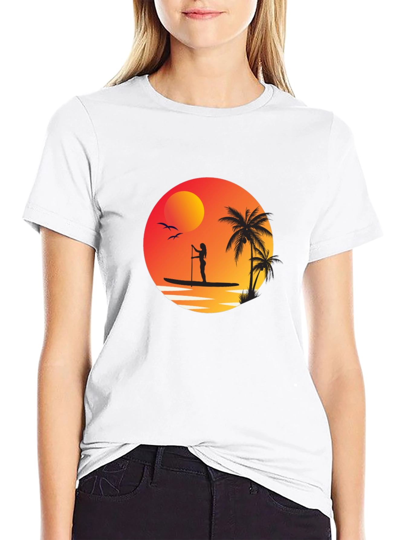 Sunset Paddleboard Graphic Tee - Black