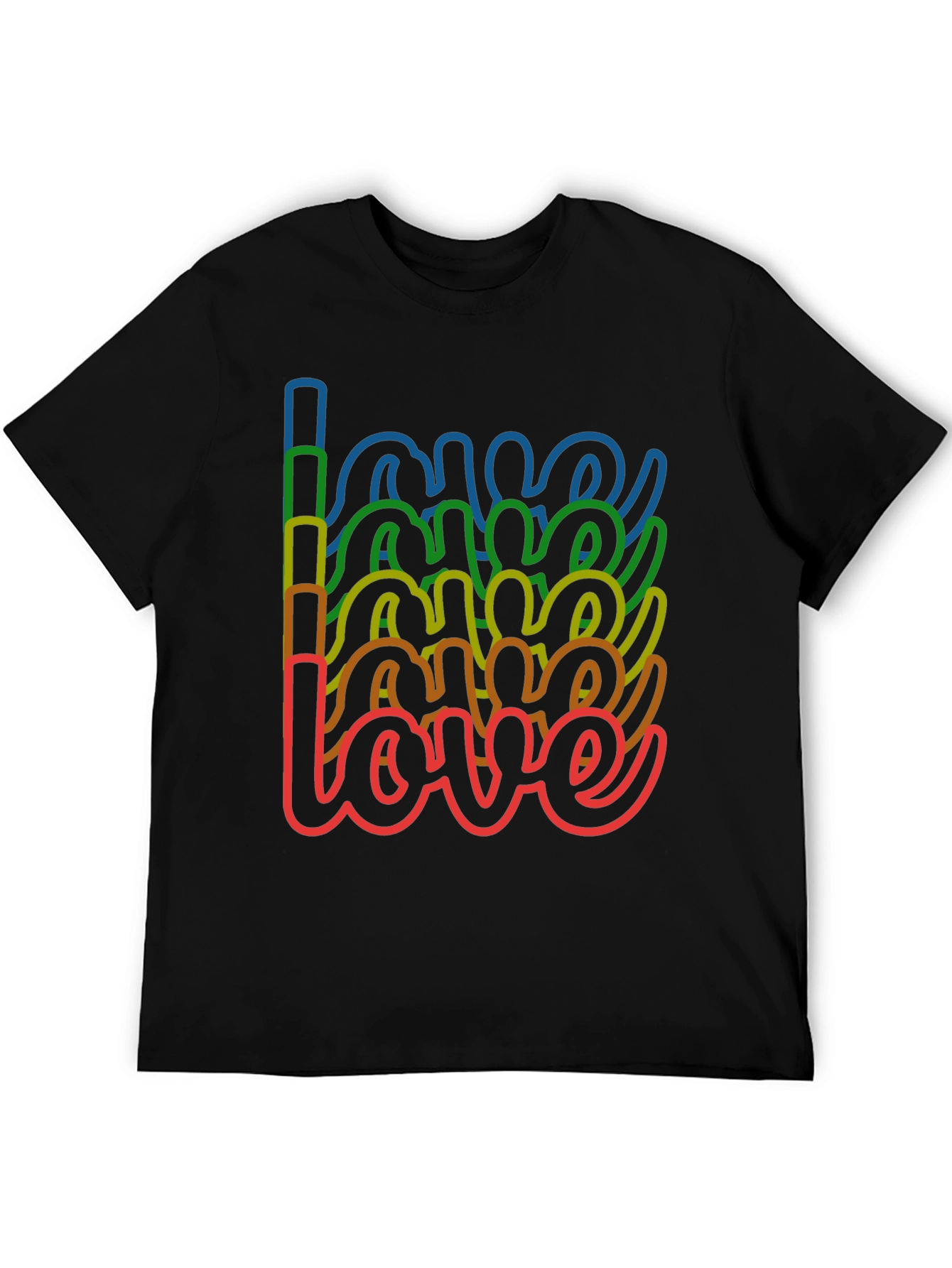 Rainbow Love Graphic Tee - Stylish Black T-Shirt