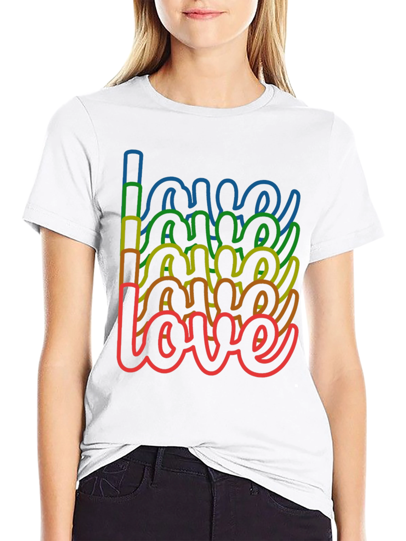 Rainbow Love Graphic Tee - Stylish Black T-Shirt