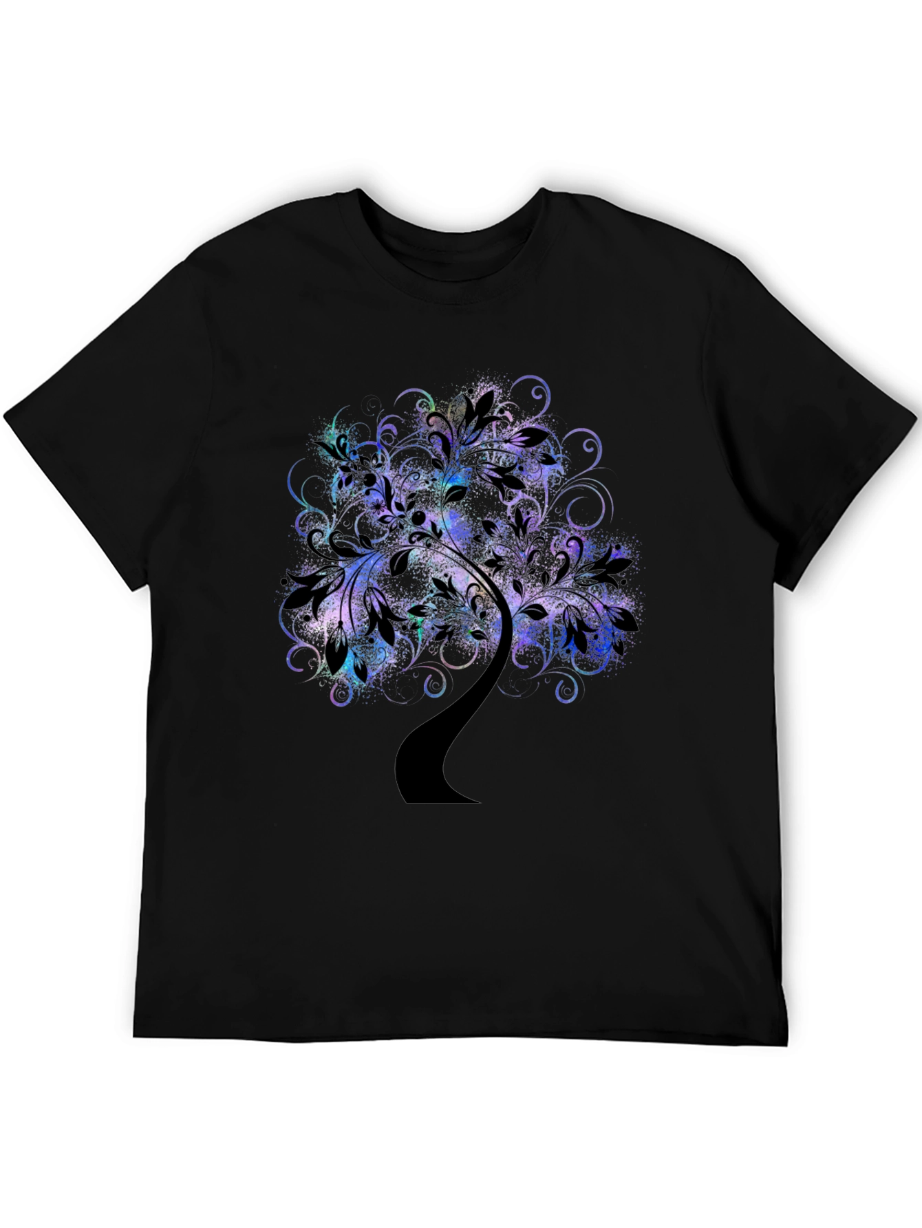 Abstract Tree Graphic Tee - Black Cotton Comfort