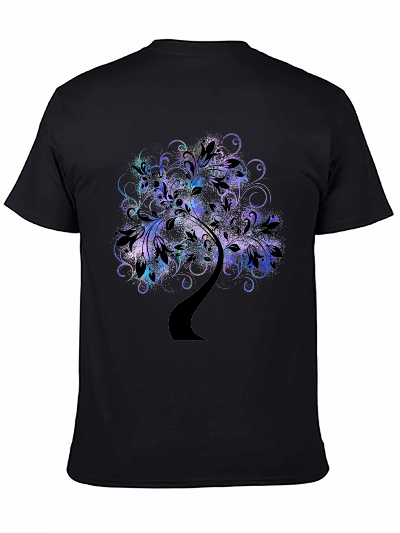 Abstract Tree Graphic Tee - Black Cotton Comfort