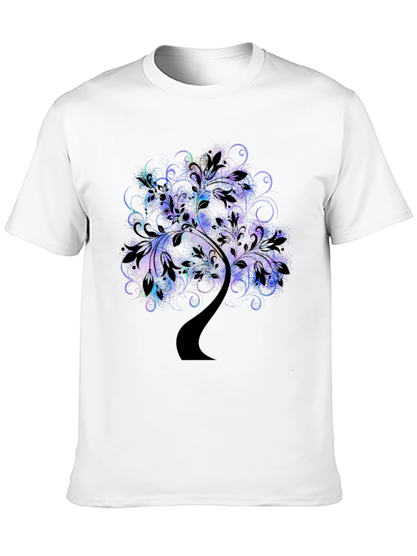 Abstract Tree Graphic Tee - Black Cotton Comfort