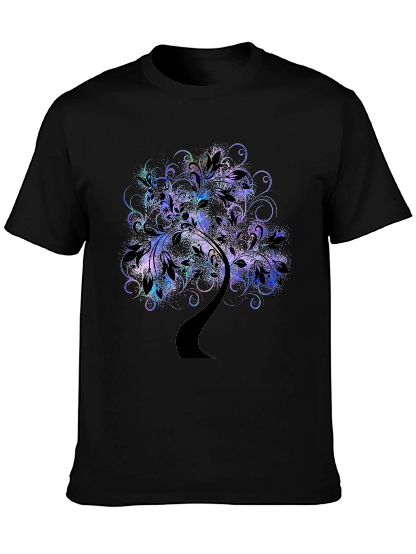 Abstract Tree Graphic Tee - Black Cotton Comfort