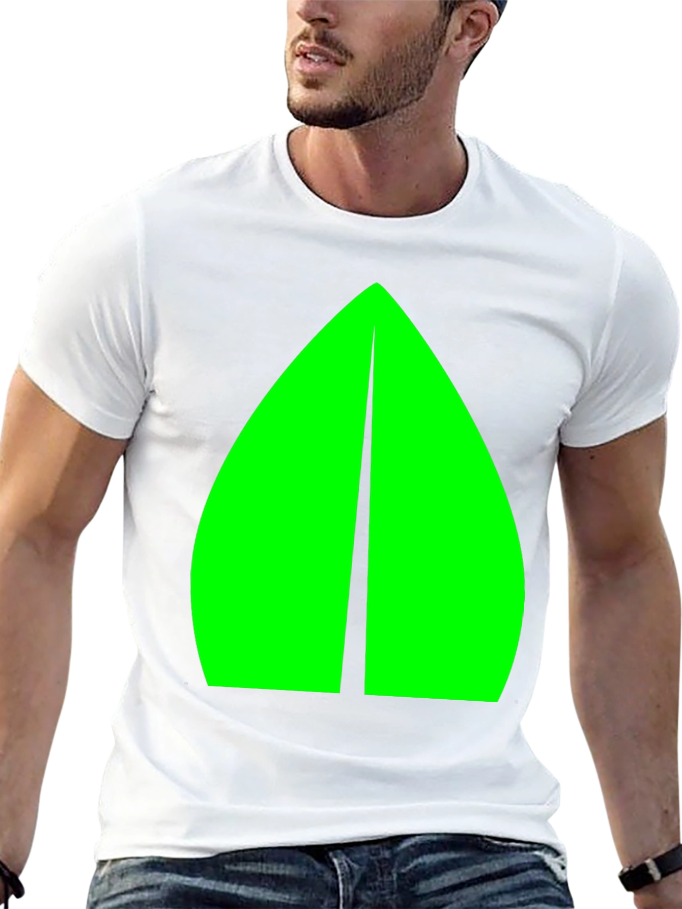 Geometric Green Graphic Black Tee