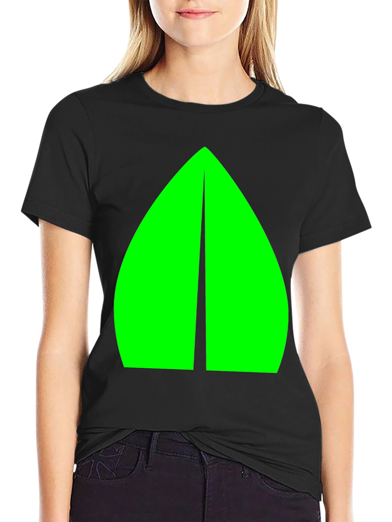 Geometric Green Graphic Black Tee