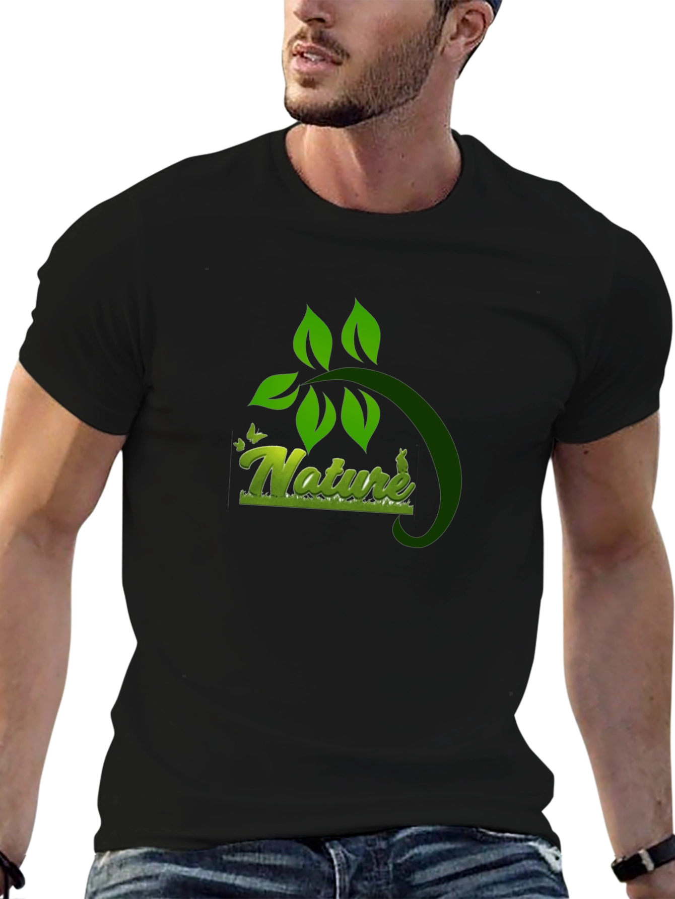 Nature Graphic Black T-Shirt - Eco Friendly Design
