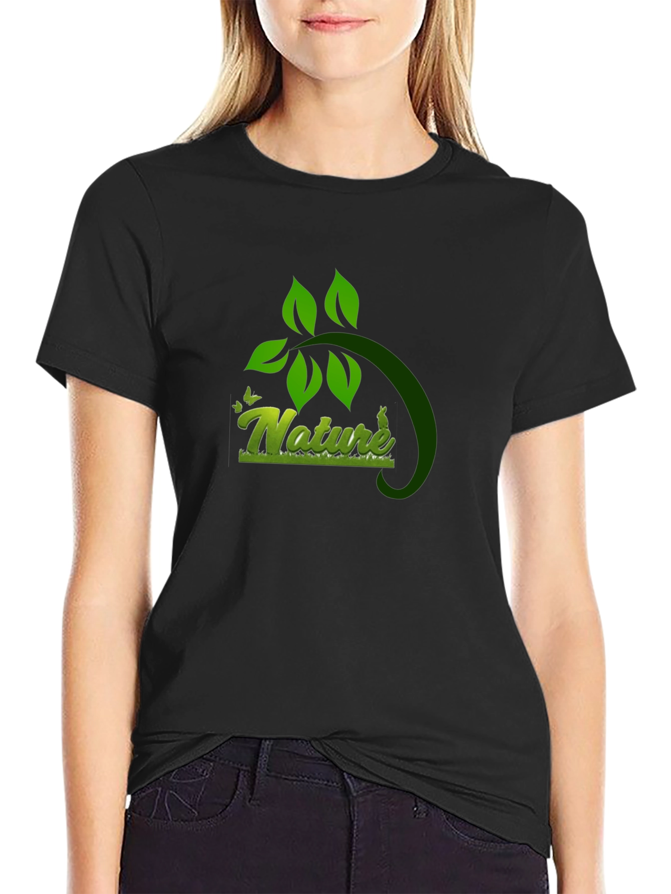 Nature Graphic Black T-Shirt - Eco Friendly Design