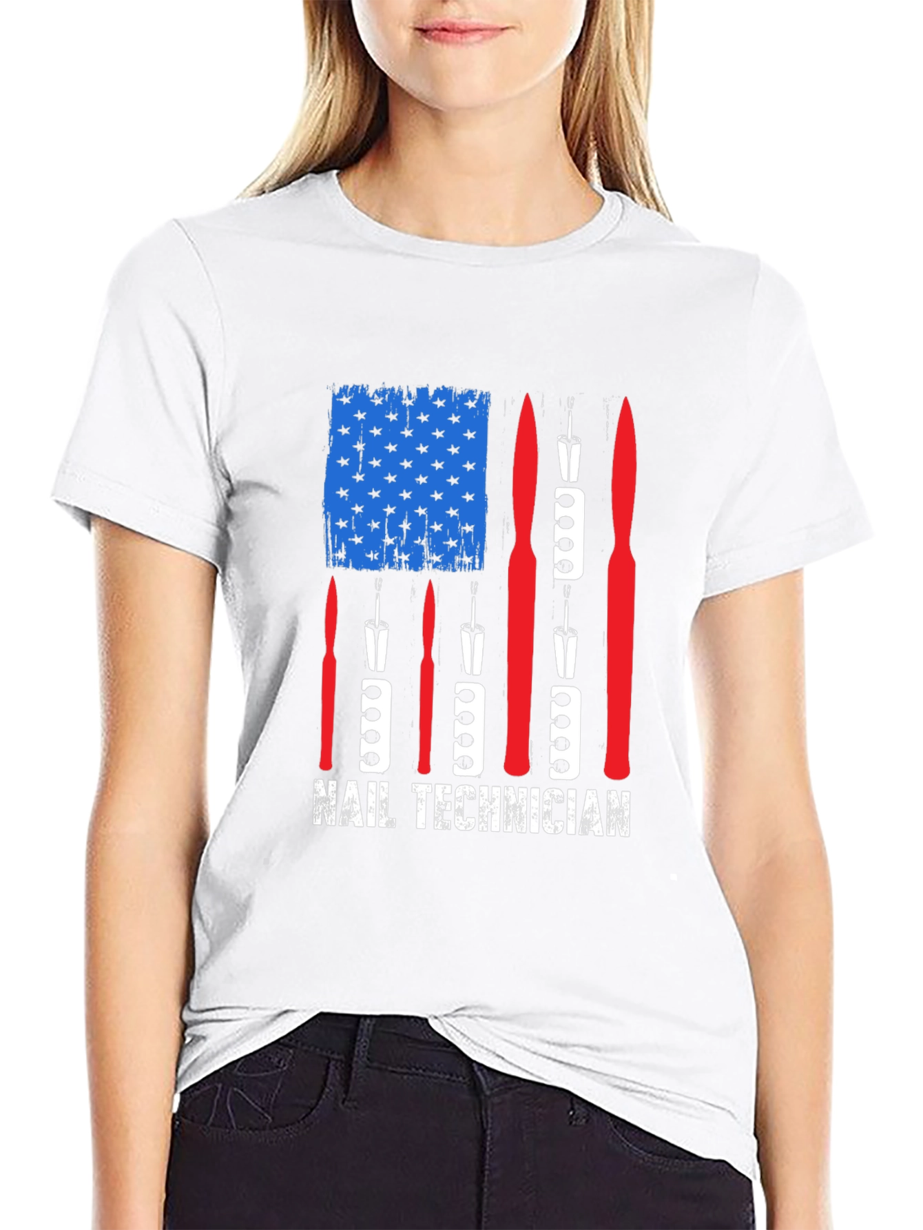 Nail Technician American Flag Graphic Tee