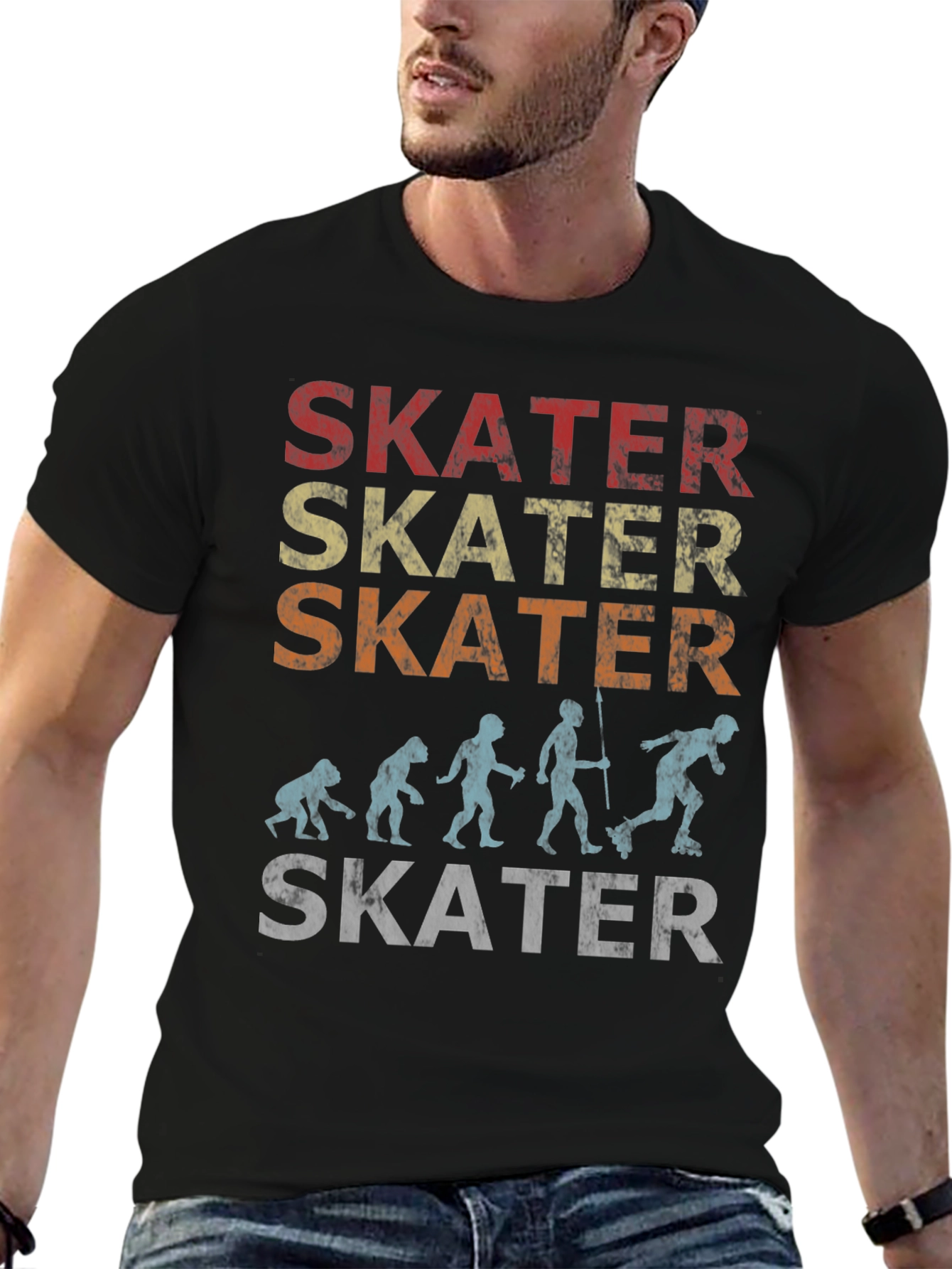Skater Evolution Graphic T-Shirt - Retro Style Skateboarding Tee