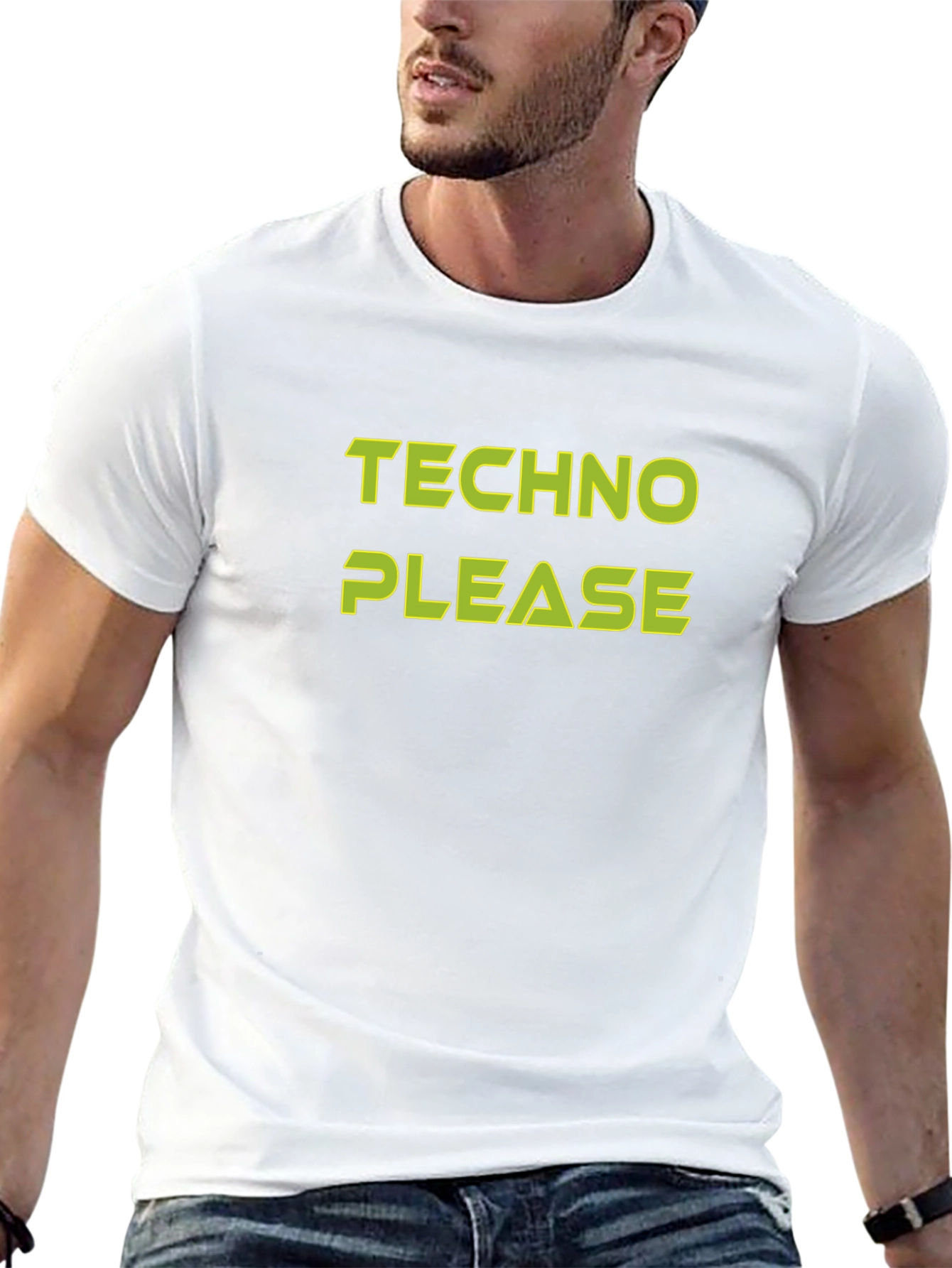Techno Please Graphic Tee - Bold Black T-Shirt