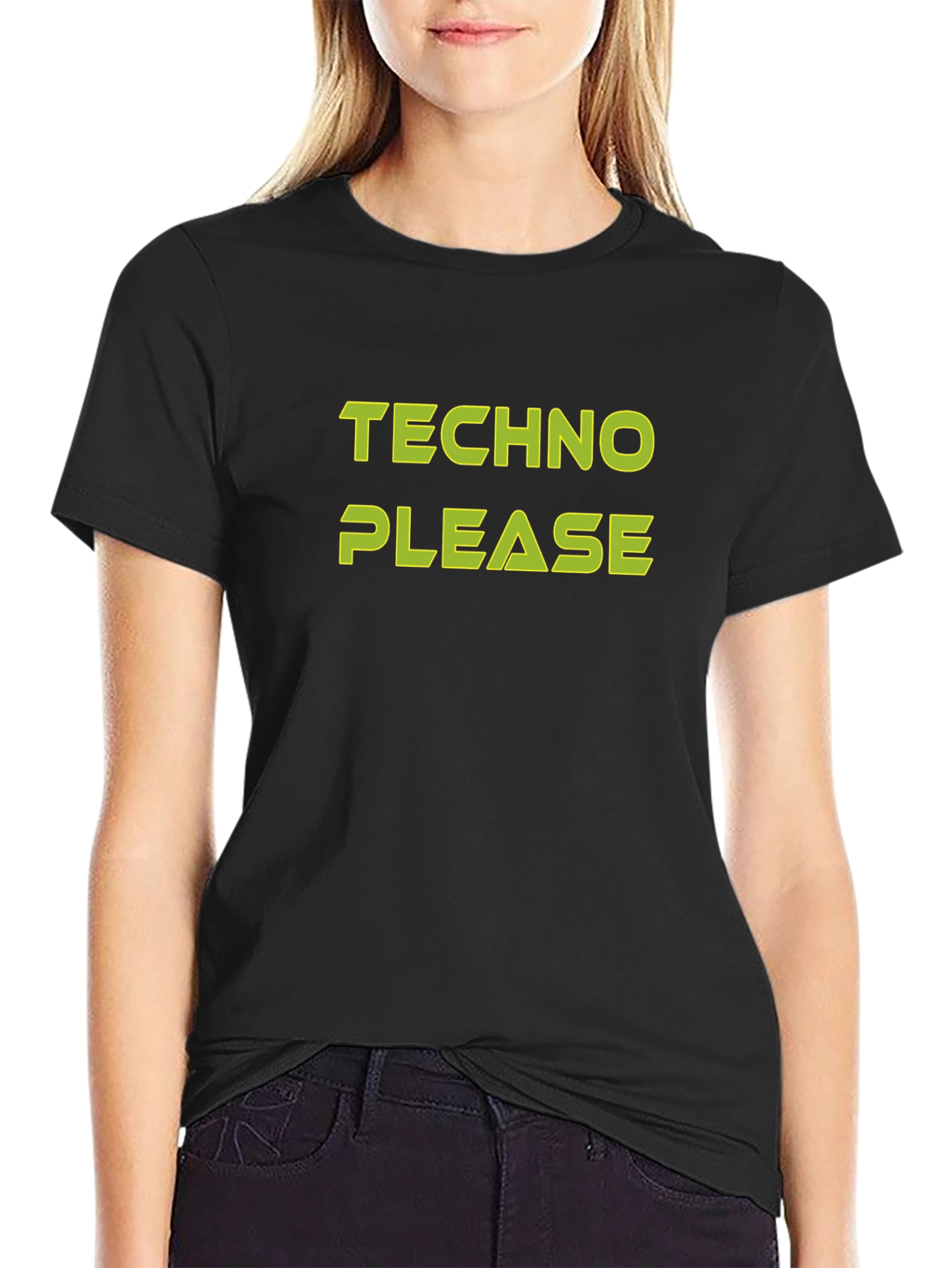 Techno Please Graphic Tee - Bold Black T-Shirt