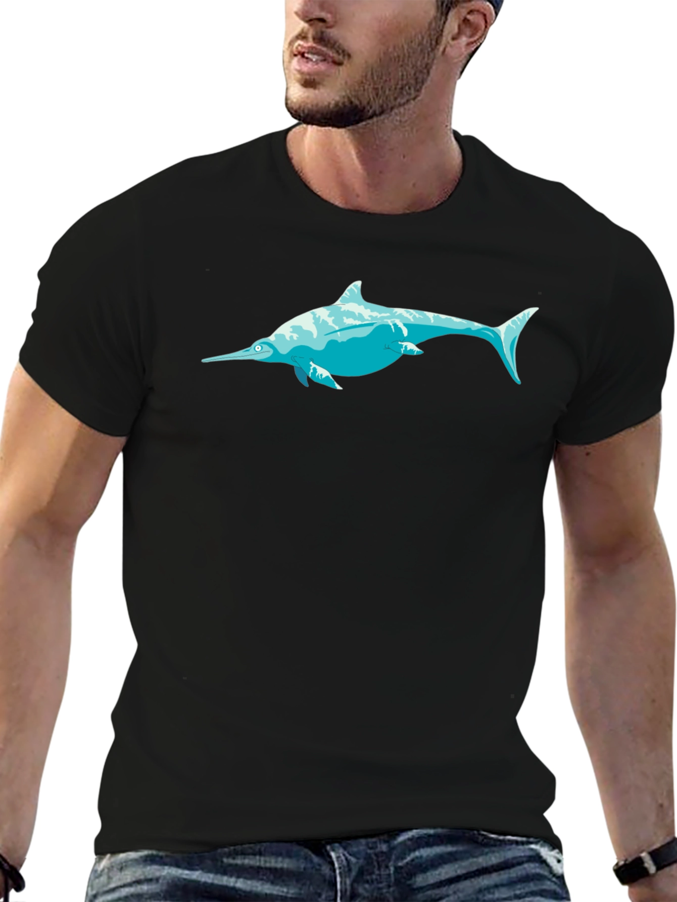 Swordfish Graphic Tee - Black Cotton T-Shirt