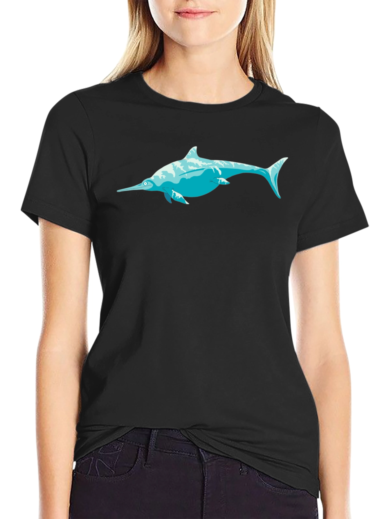 Swordfish Graphic Tee - Black Cotton T-Shirt