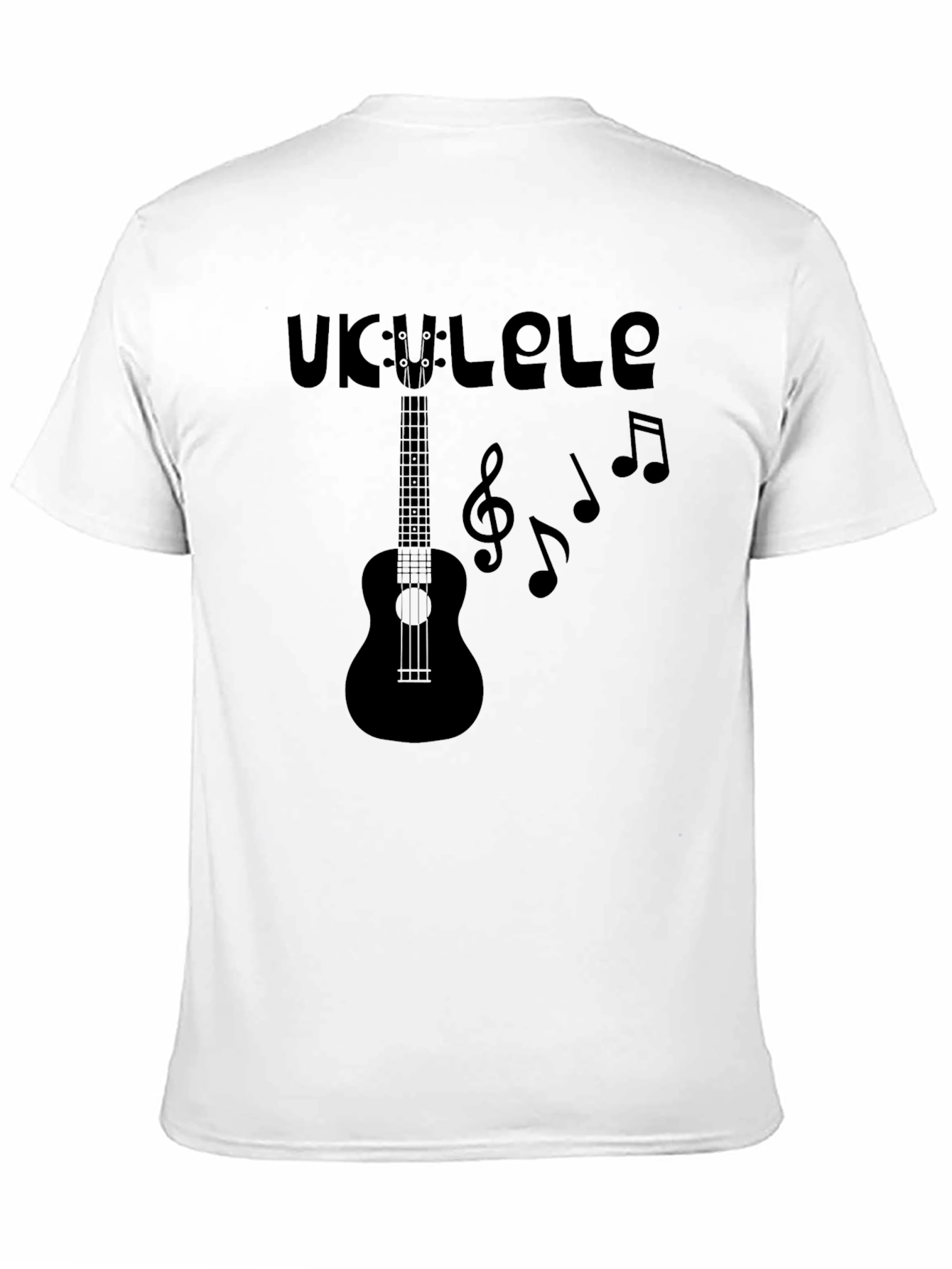 Ukulele Music Graphic Tee - Black Cotton T-Shirt