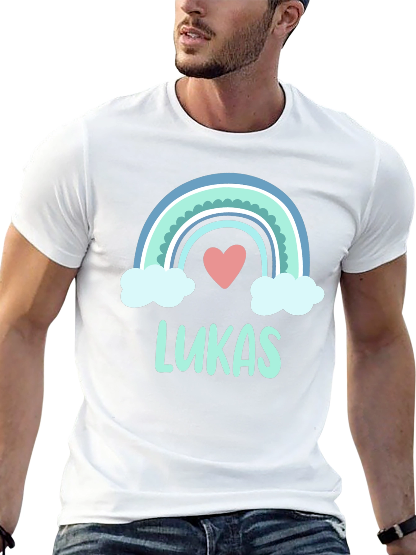 Lukas Rainbow Heart Custom T-Shirt