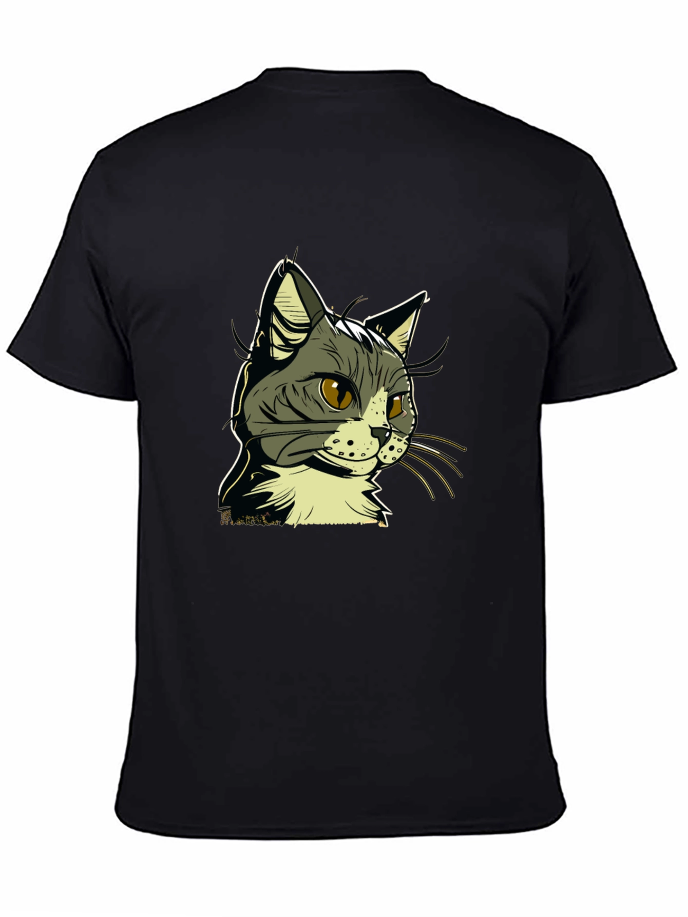 Cool Cat Graphic Tee - Black Cotton Shirt