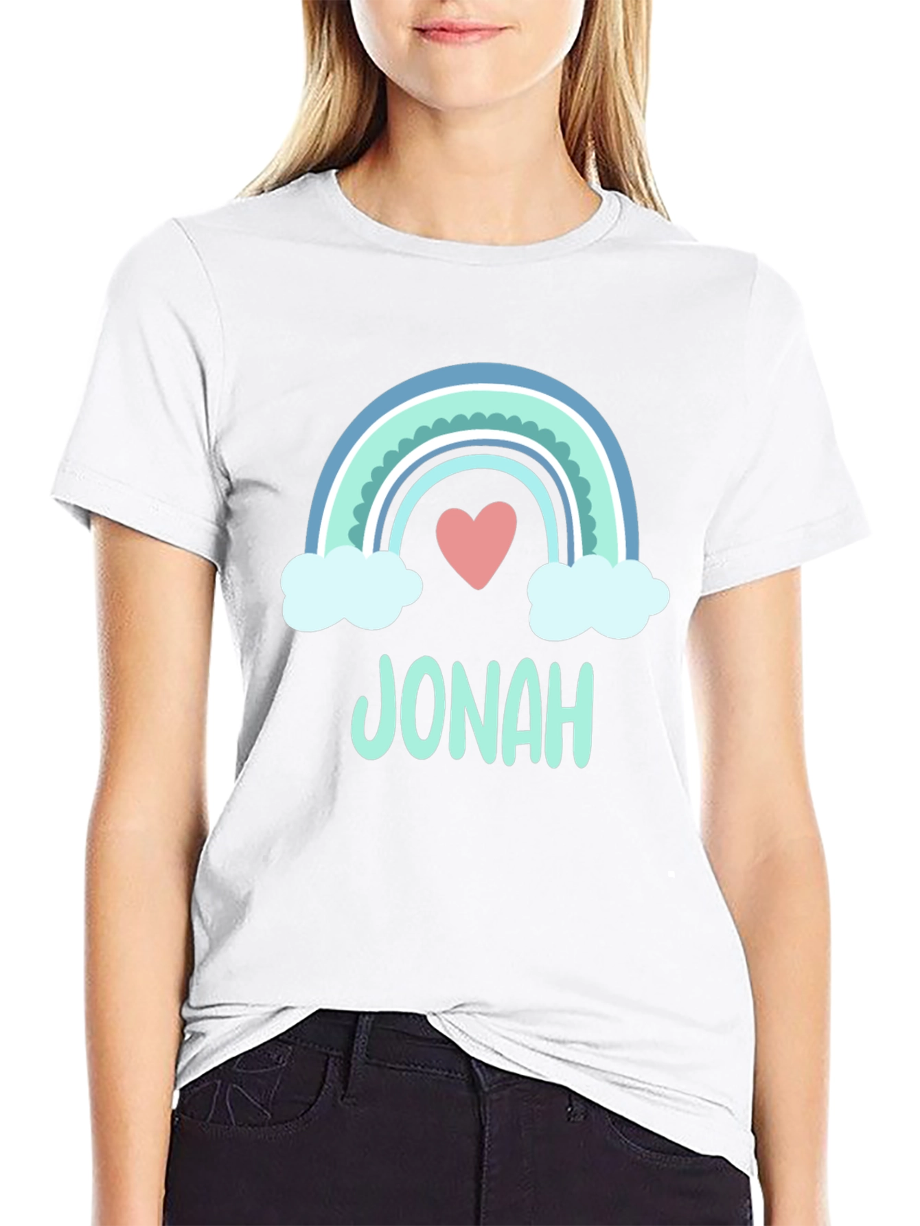 Personalized Jonah Rainbow Heart T-Shirt