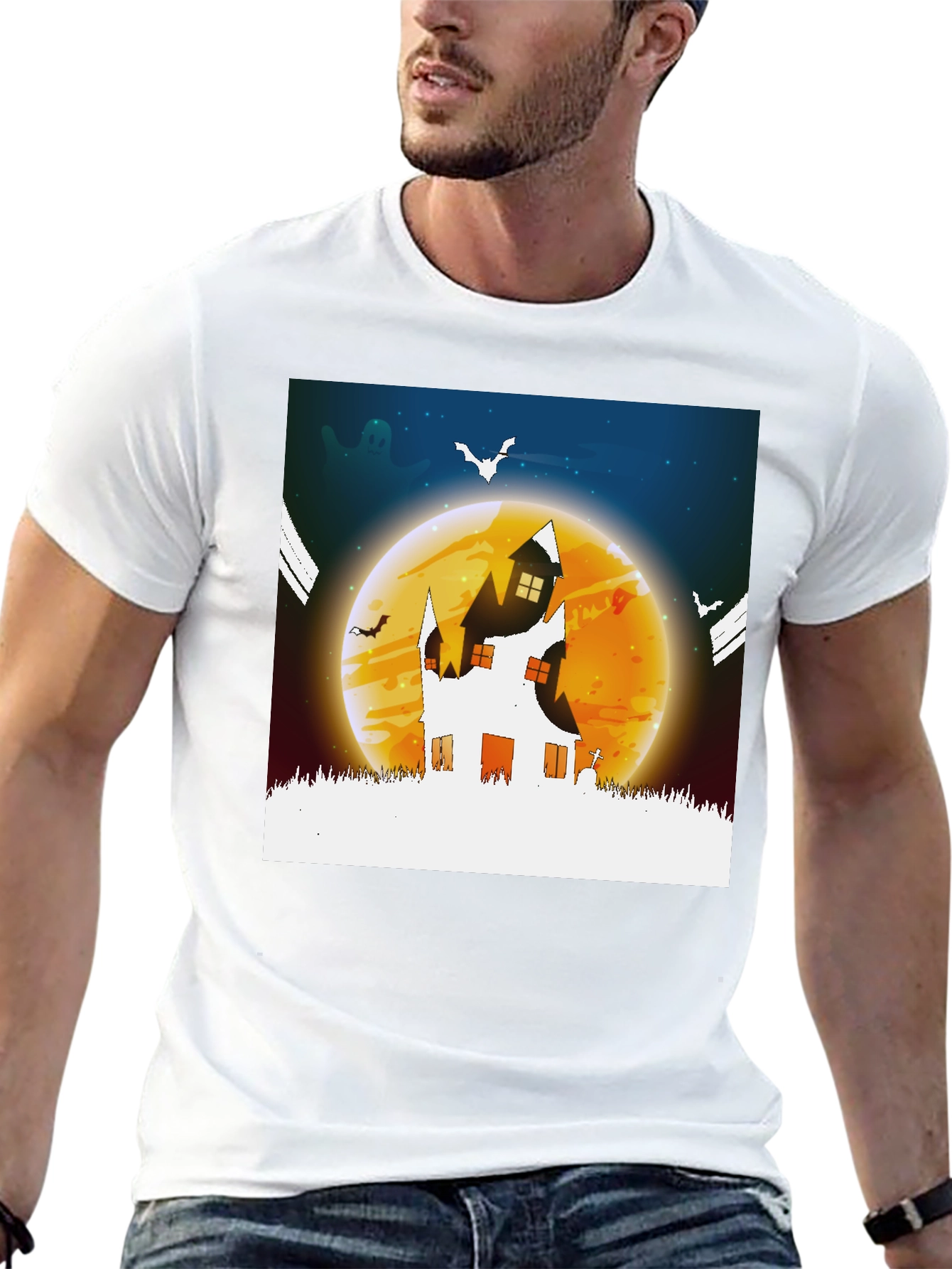 Halloween Haunted House Graphic Tee - Spooky Season!