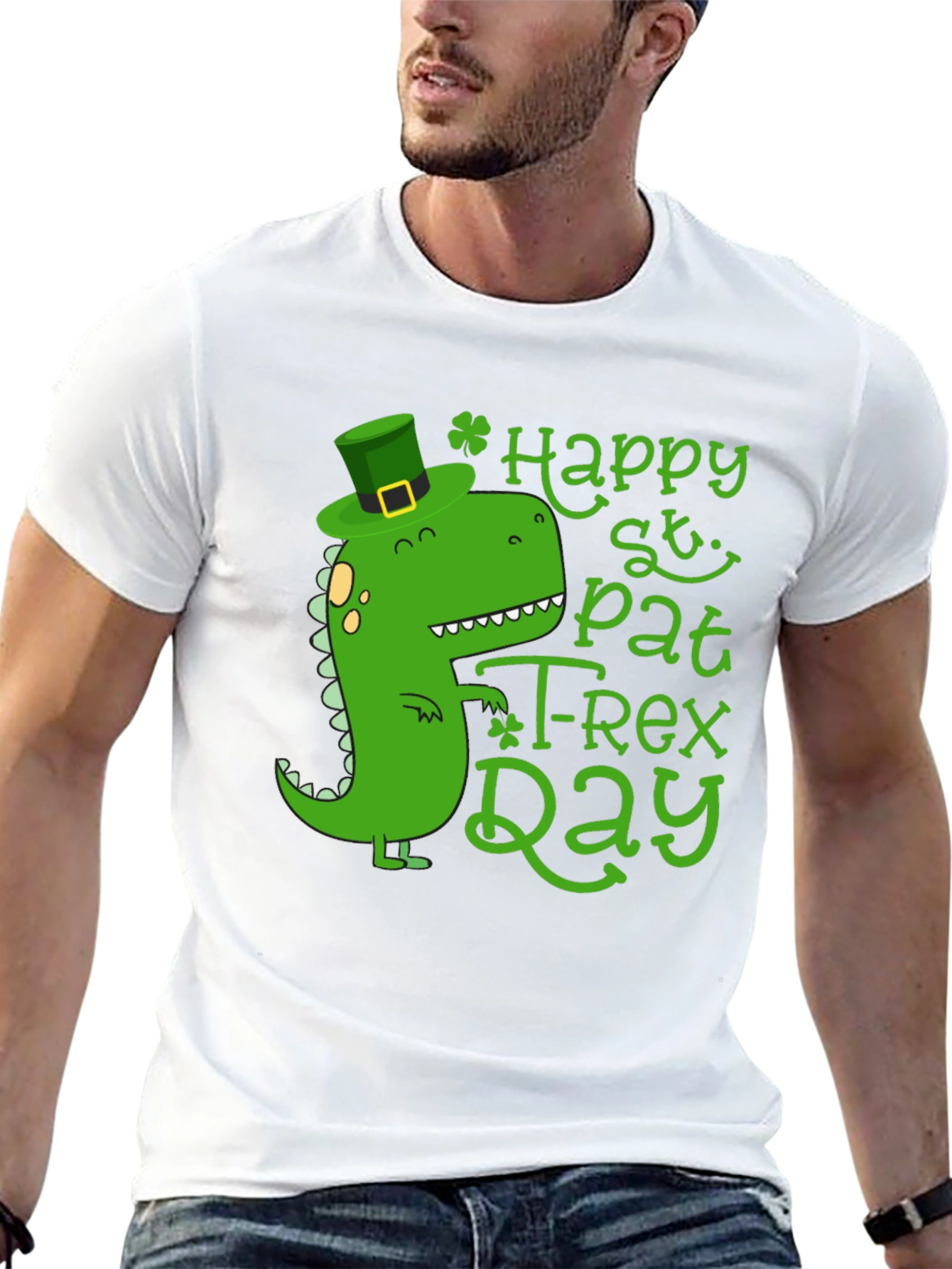 Happy St. Pat-T Rex Day Black T-Shirt