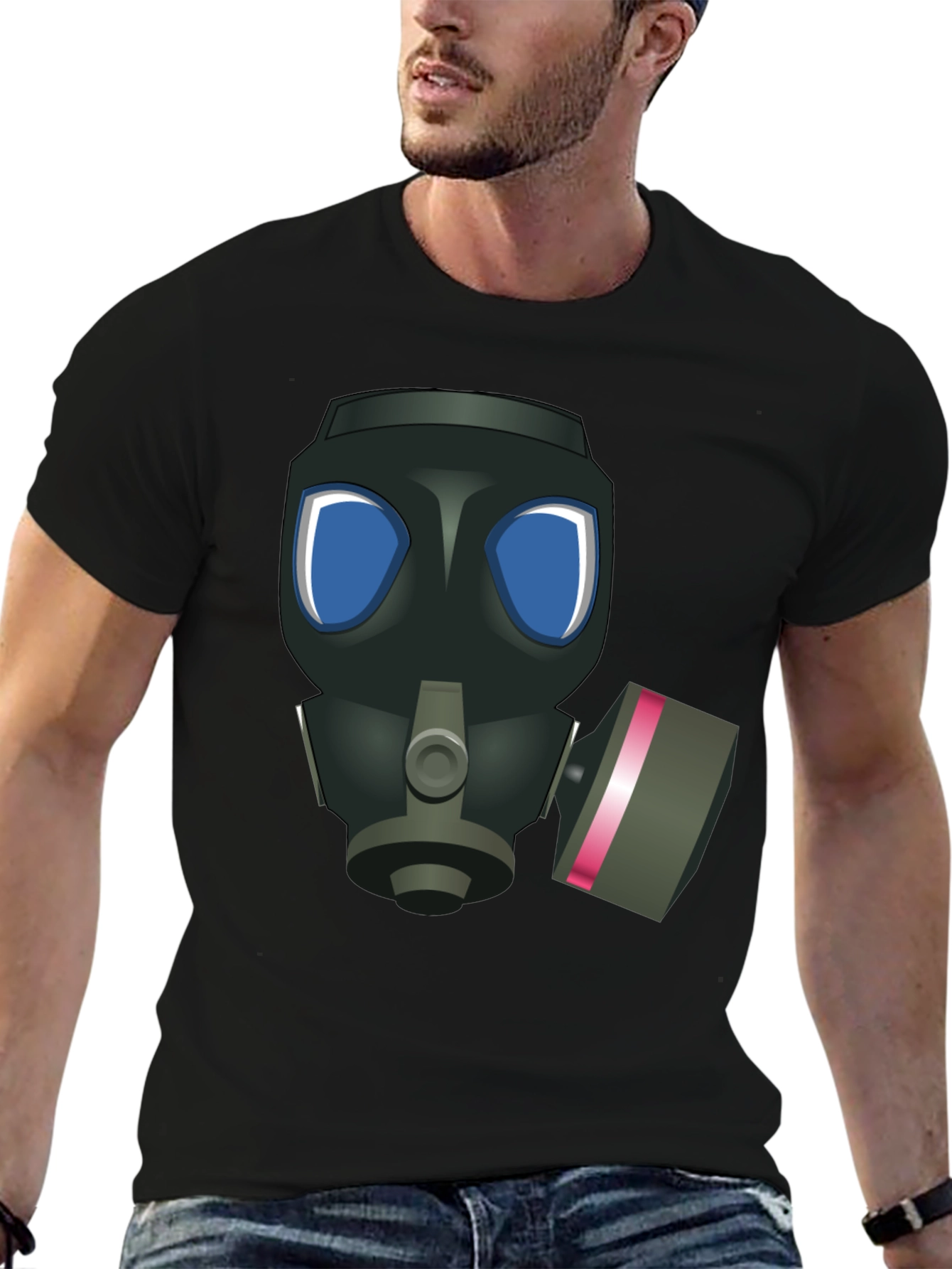 Gas Mask Graphic T-Shirt - Black Casual Tee