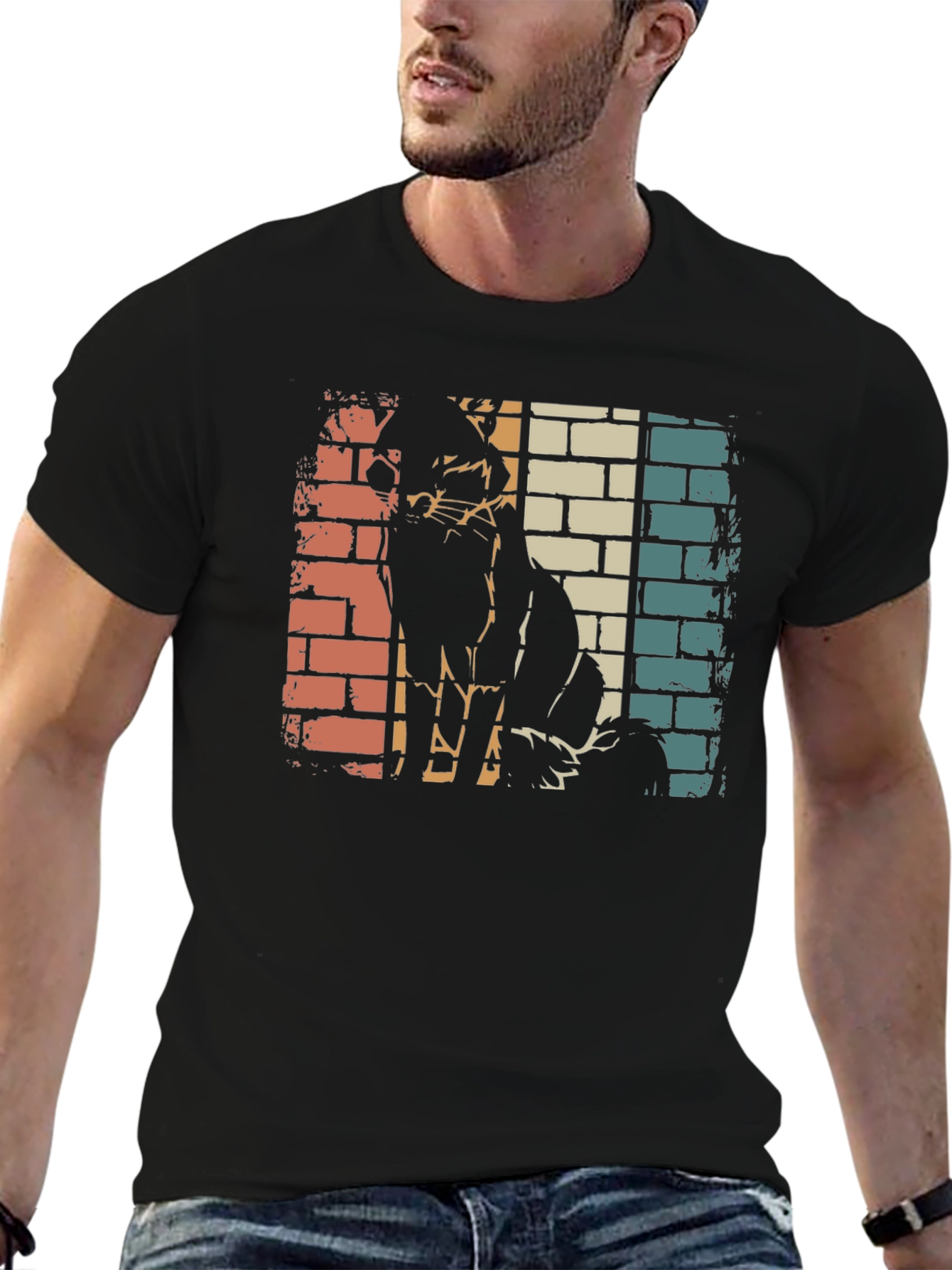 Retro Cat Silhouette Graphic Tee