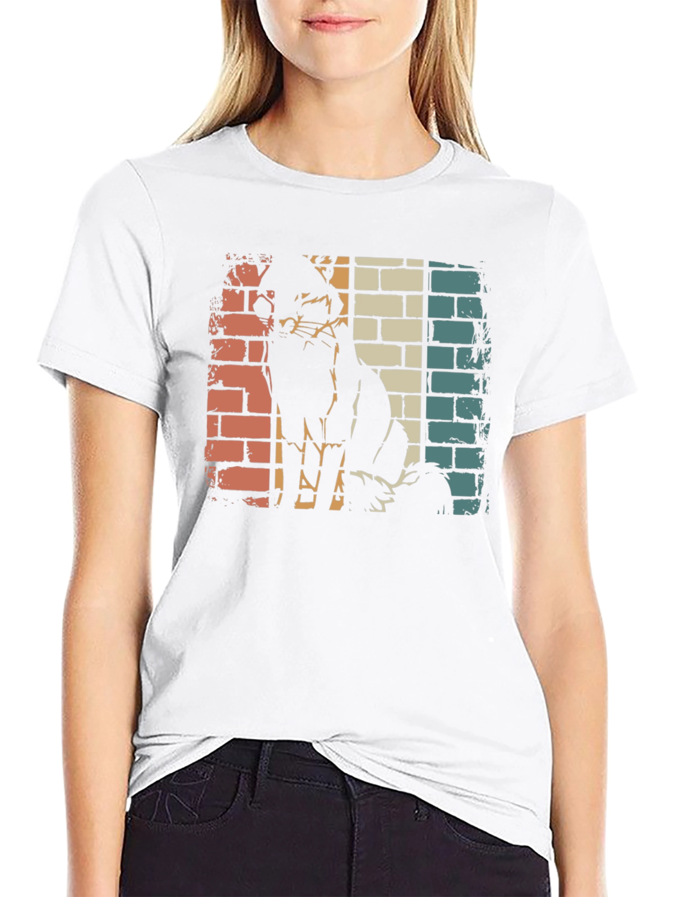 Retro Cat Silhouette Graphic Tee