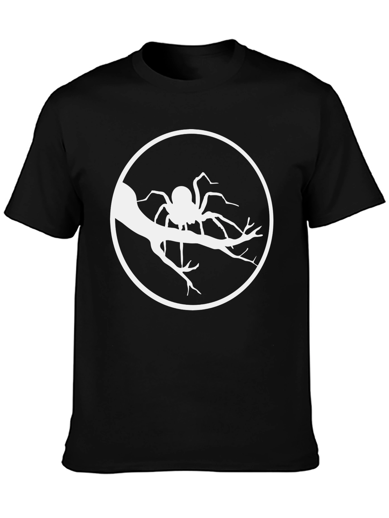 Spider on Branch Graphic Tee - Black Cotton T-Shirt