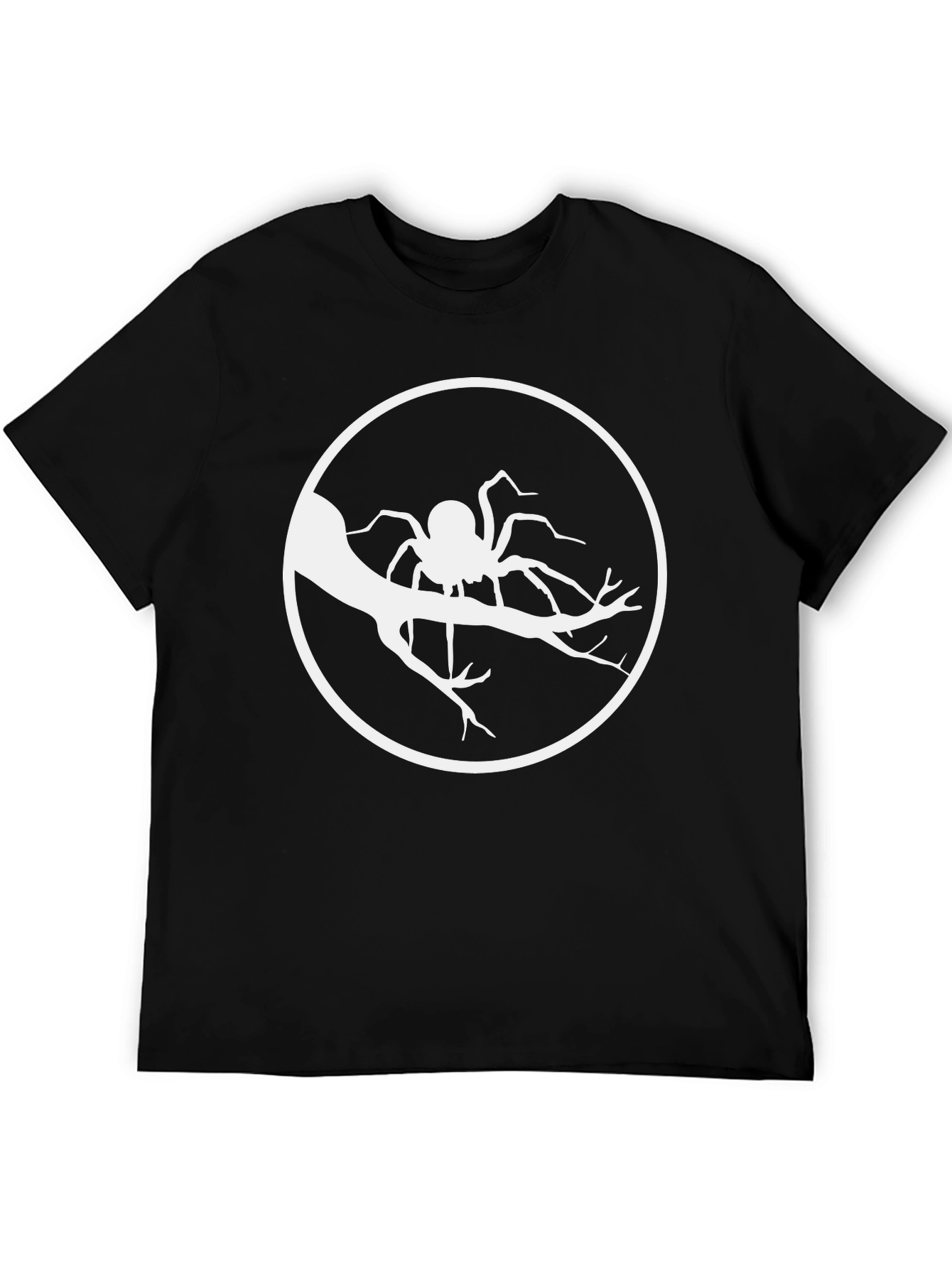 Spider on Branch Graphic Tee - Black Cotton T-Shirt