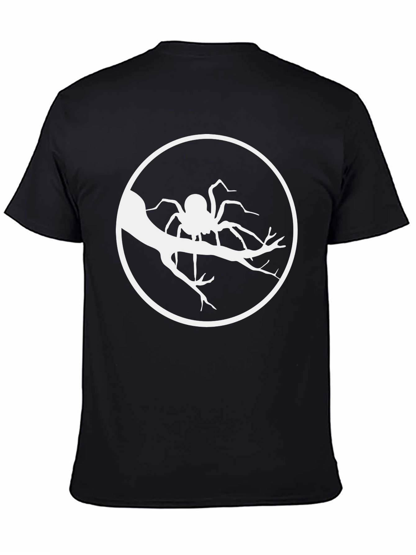 Spider on Branch Graphic Tee - Black Cotton T-Shirt