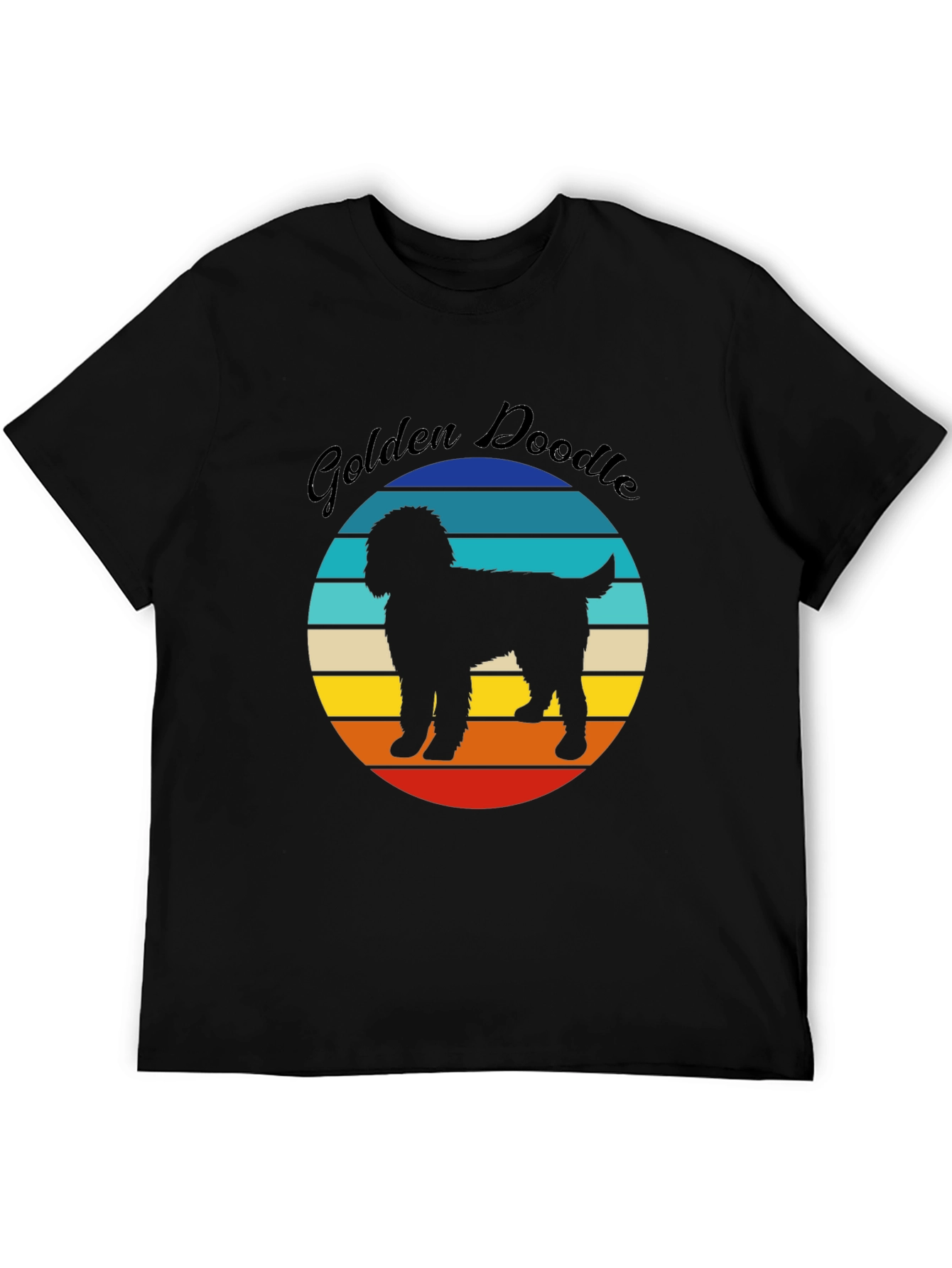 Golden Doodle Sunset Graphic Tee - Unisex Black T-Shirt