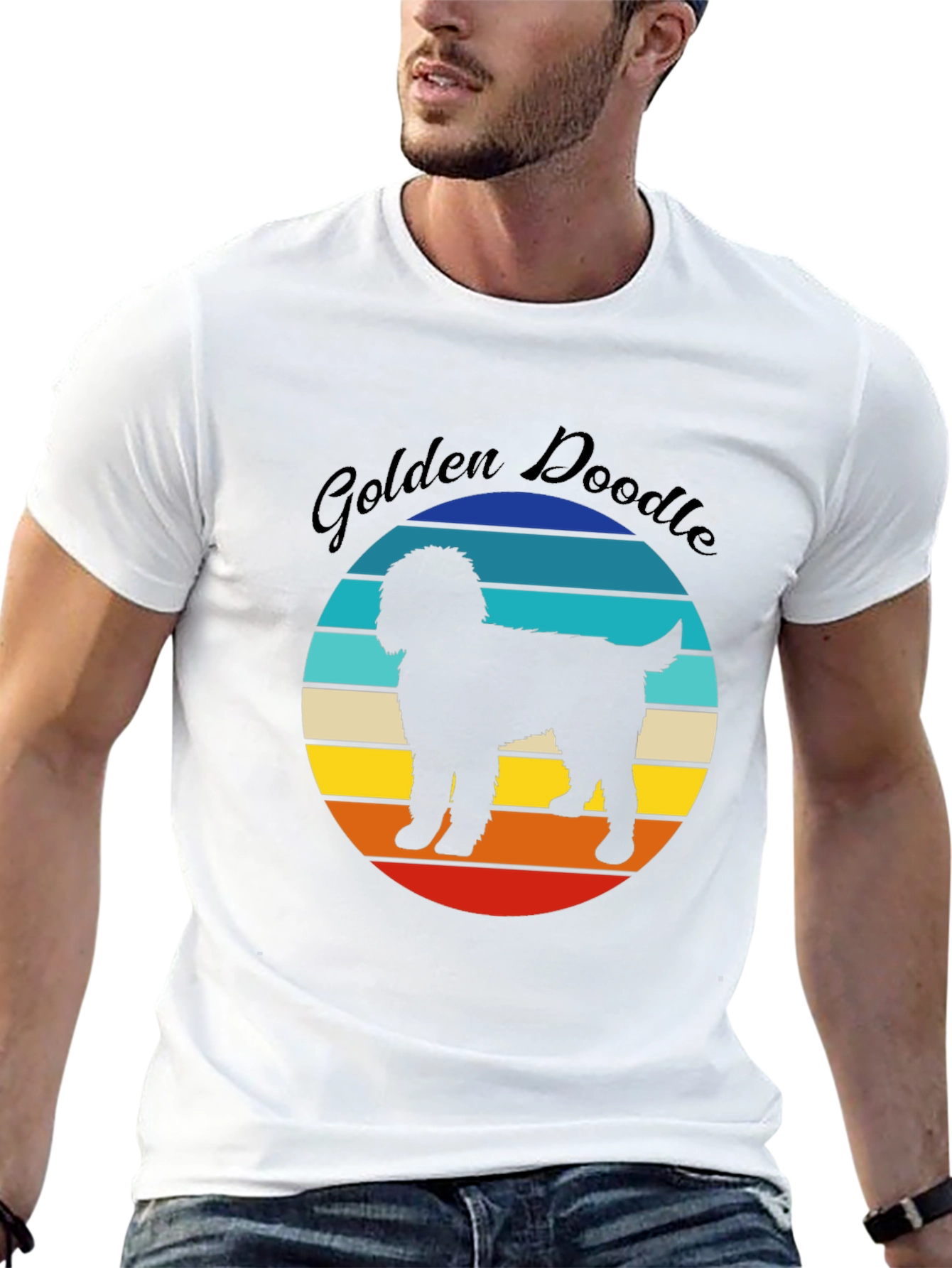 Golden Doodle Sunset Graphic Tee - Unisex Black T-Shirt