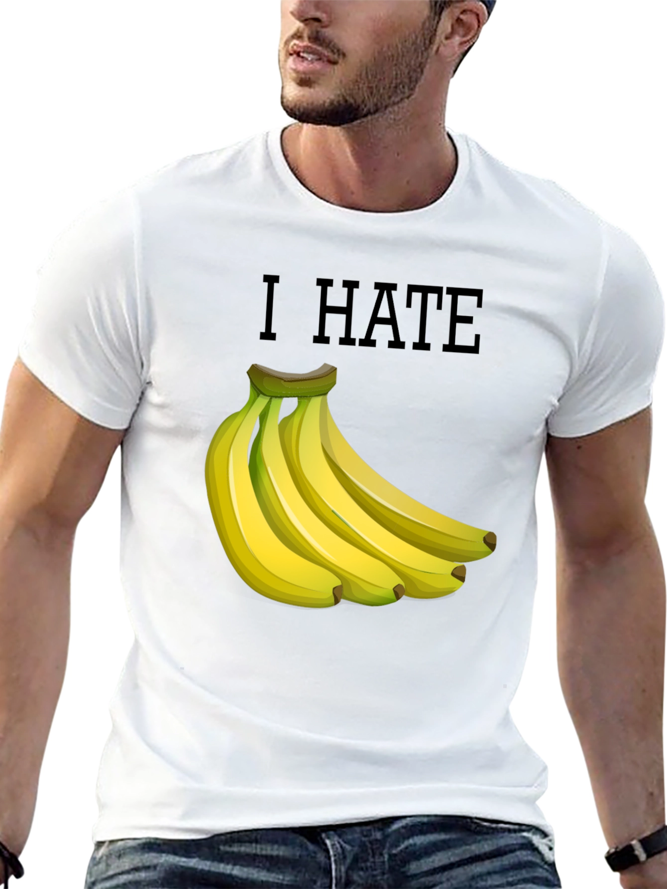 I Hate Bananas Funny Graphic T-Shirt - Black