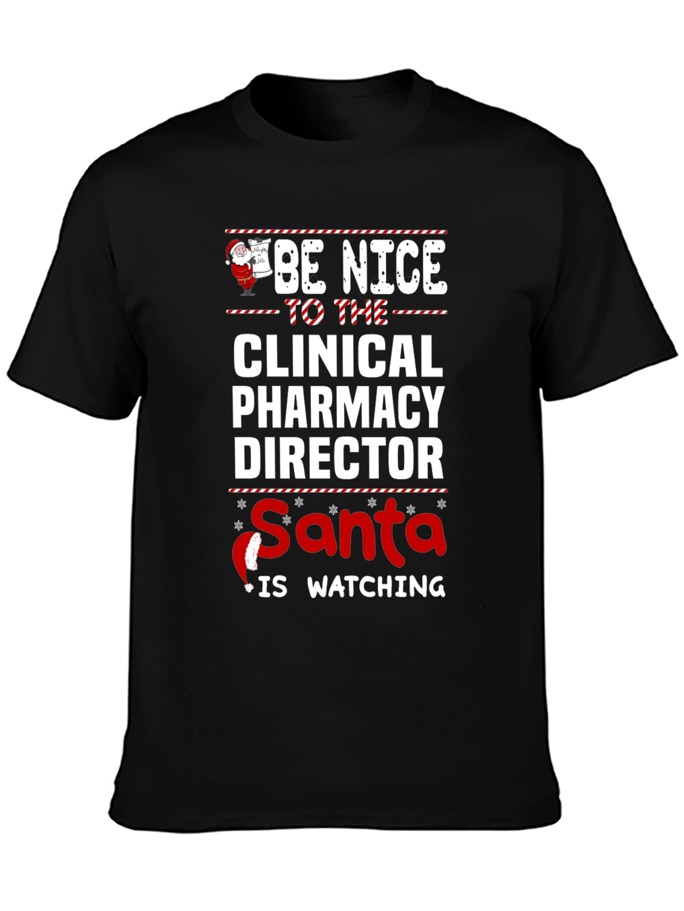 Funny Clinical Pharmacy Director Santa Watching Christmas T-Shirt