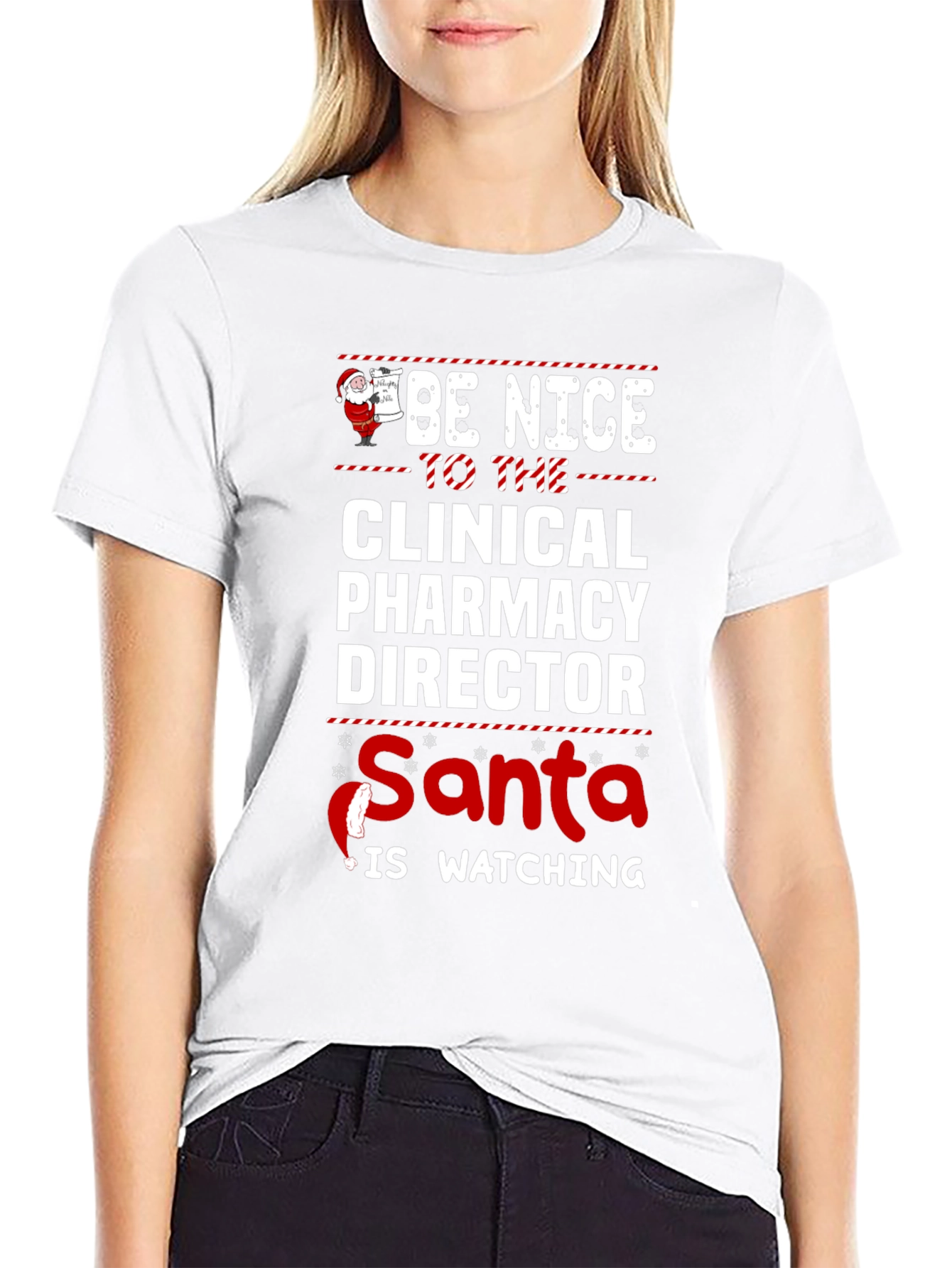 Funny Clinical Pharmacy Director Santa Watching Christmas T-Shirt