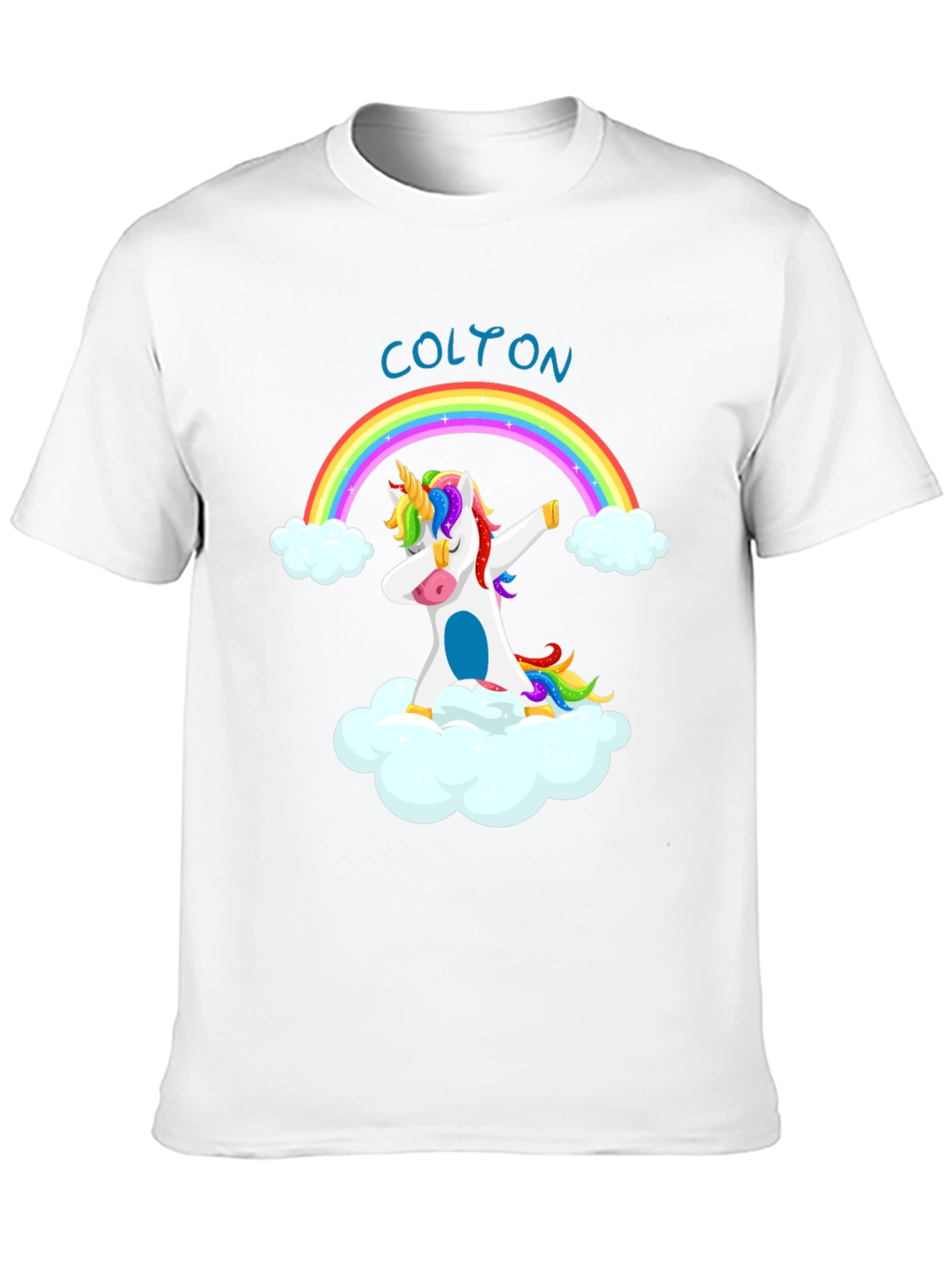 Dabbing Unicorn Rainbow Custom Name T-Shirt