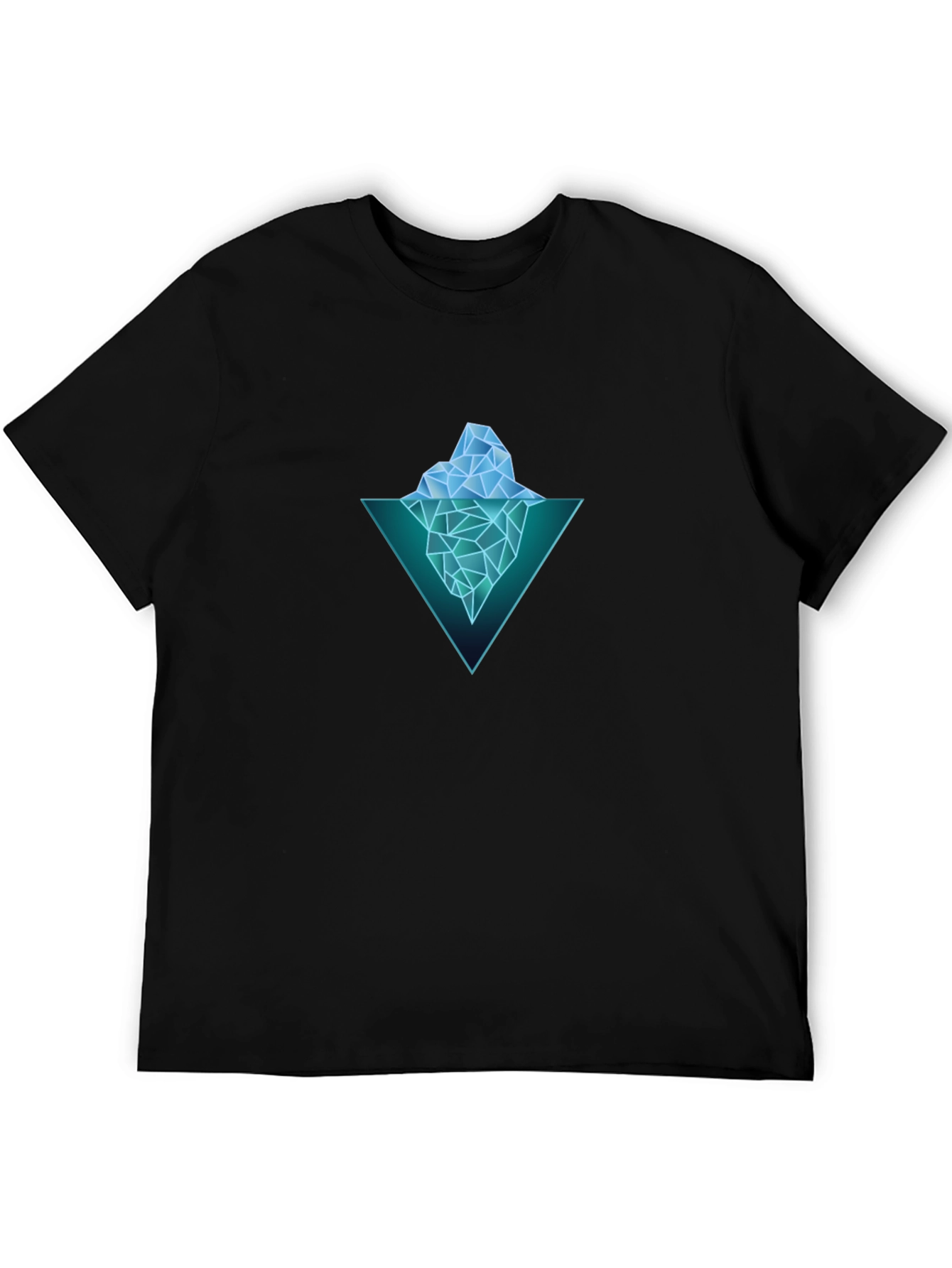 Geometric Iceberg Graphic Black T-Shirt