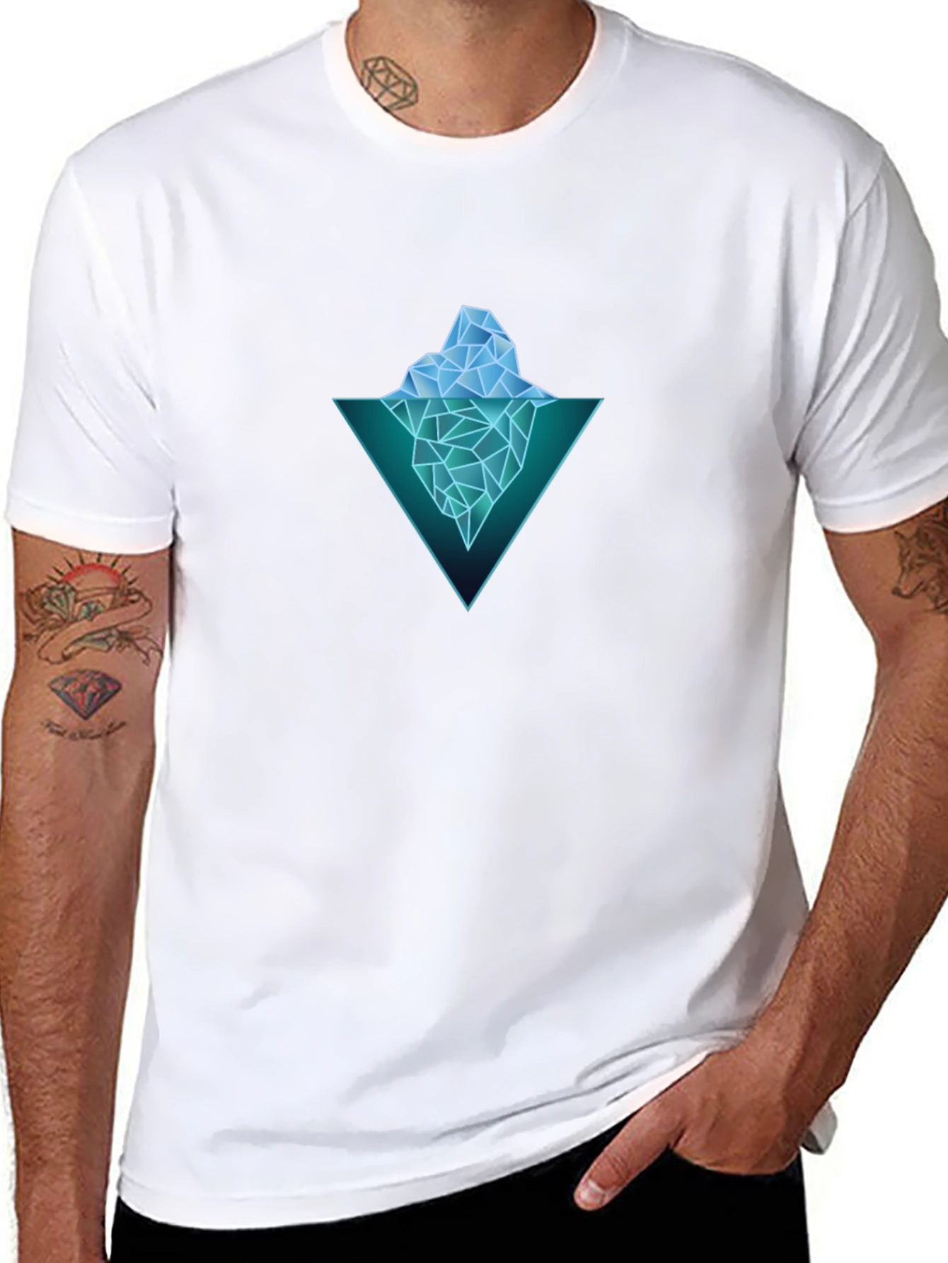 Geometric Iceberg Graphic Black T-Shirt