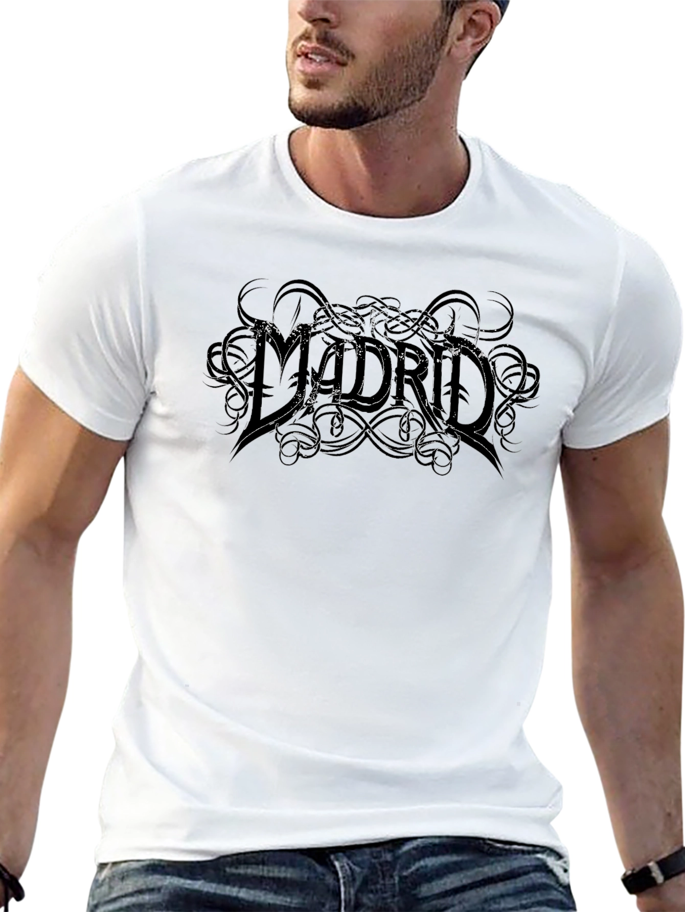 Madrid Graphic Print Black T-Shirt