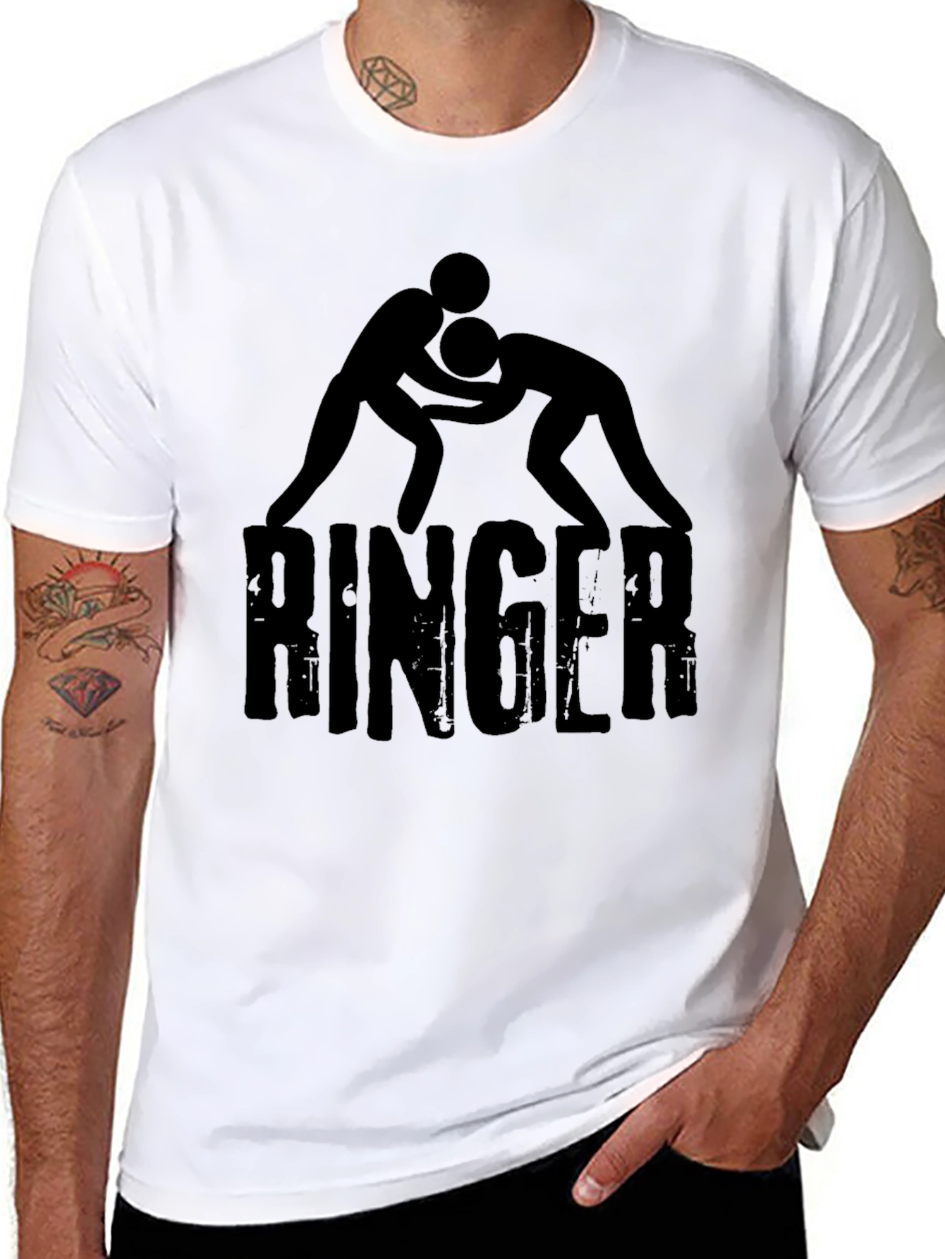 Ringer Wrestling Graphic Black T-Shirt