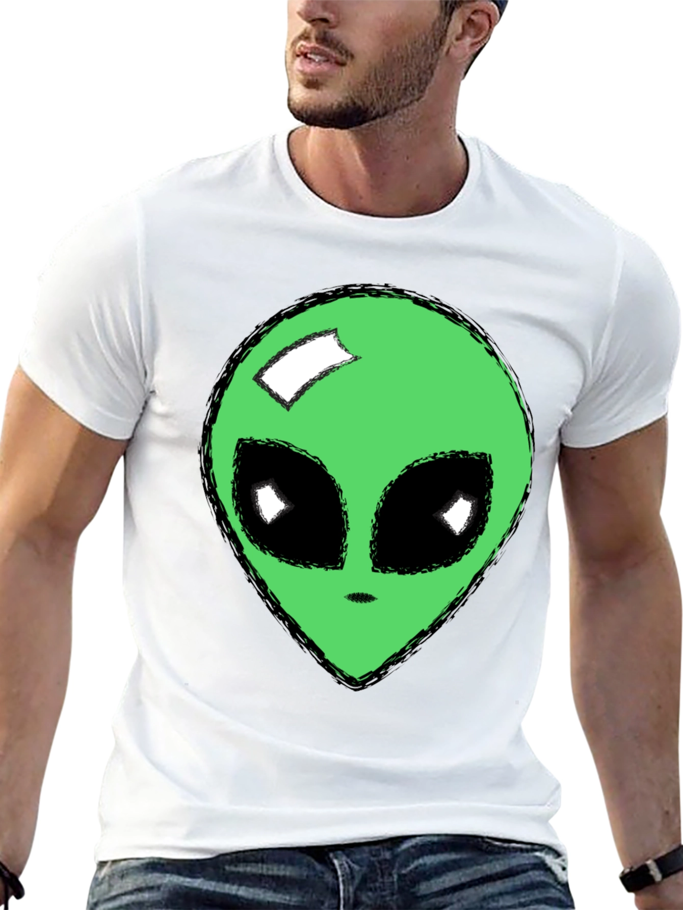 Alien Head Graphic T-Shirt - Mens Black Tee