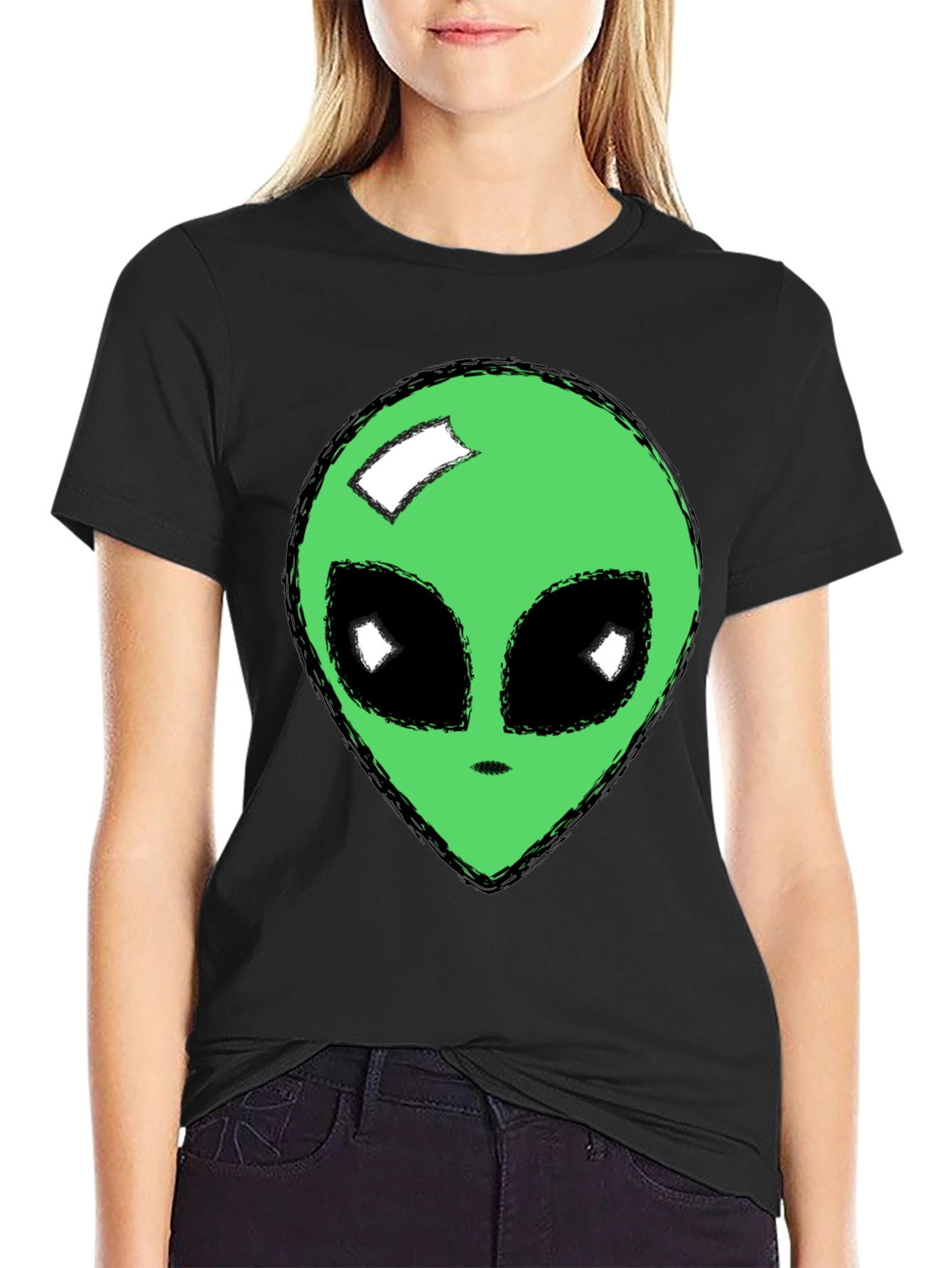 Alien Head Graphic T-Shirt - Mens Black Tee