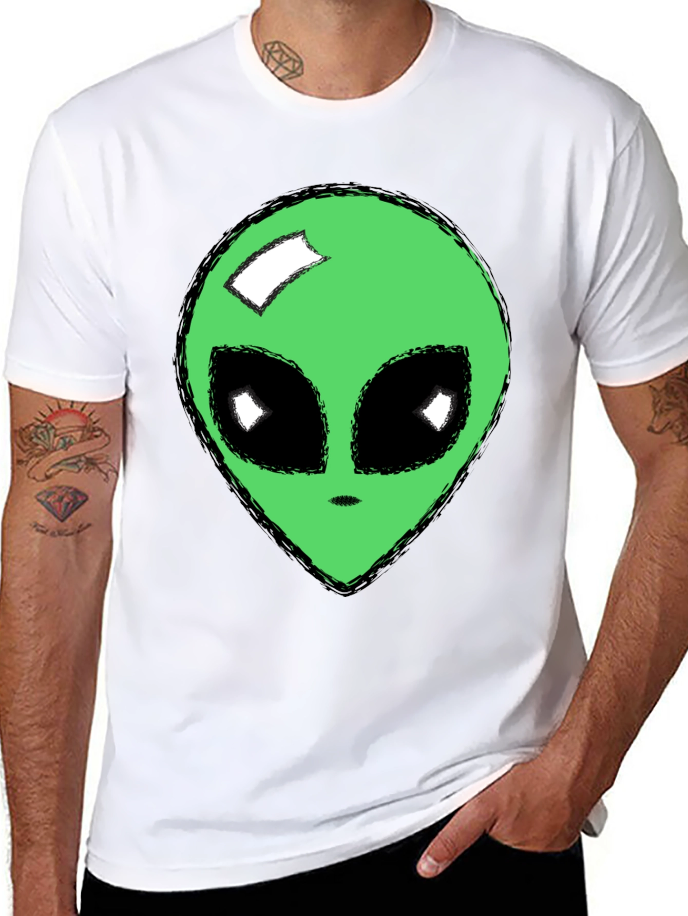 Alien Head Graphic T-Shirt - Mens Black Tee