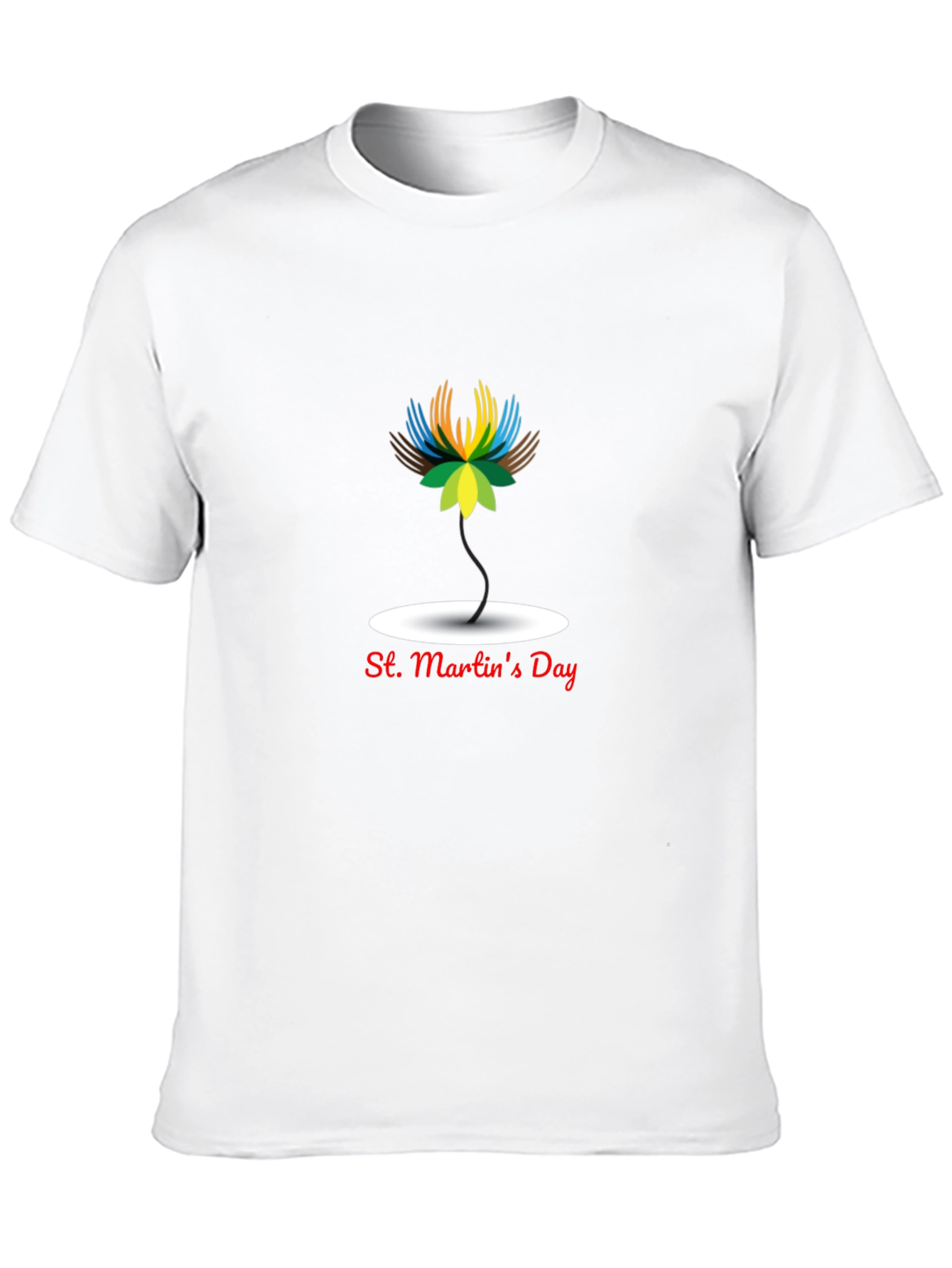St. Martins Day Black T-Shirt with Flower Design