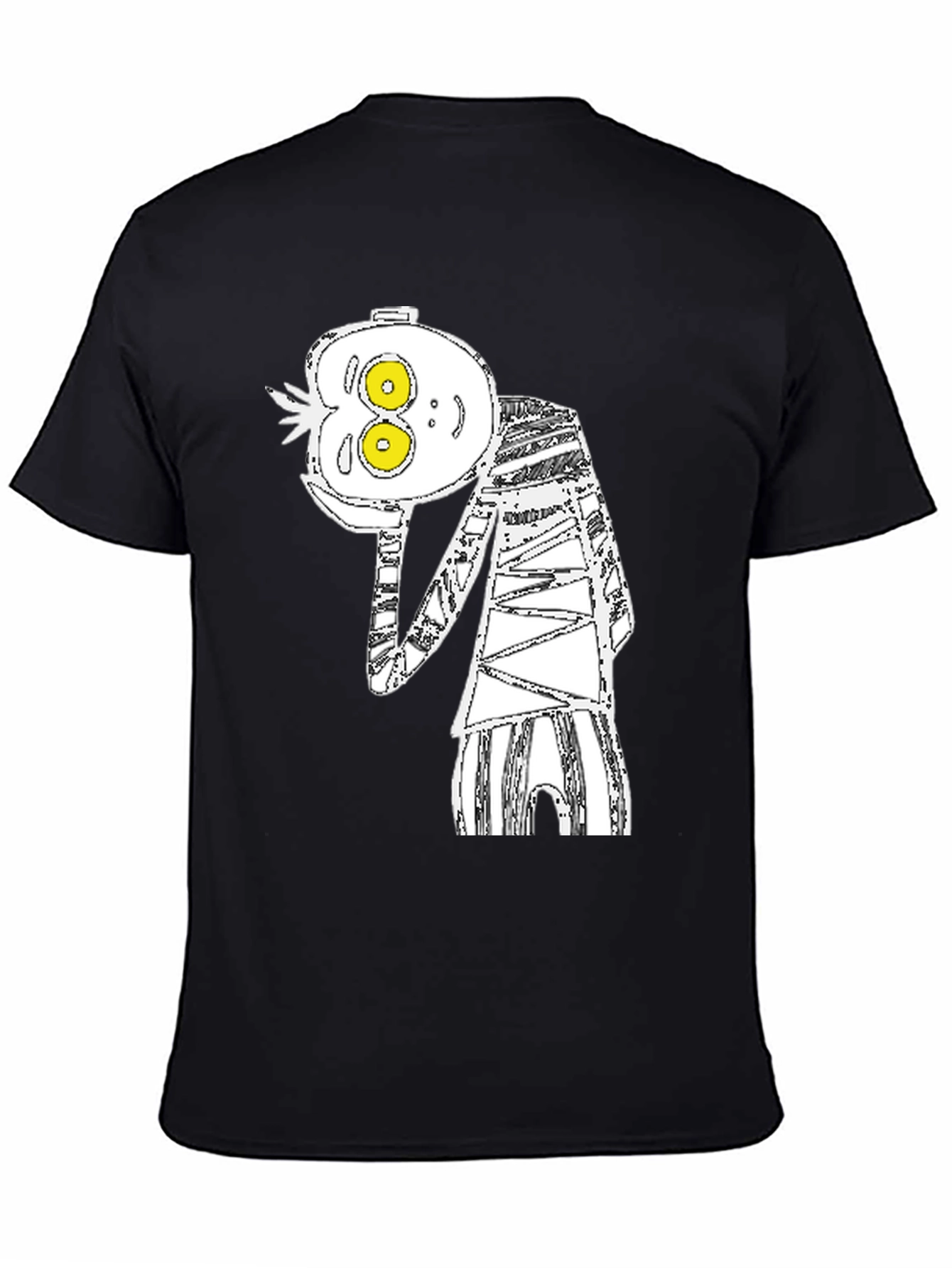 Abstract Cartoon Graphic Tee - Black Cotton Blend