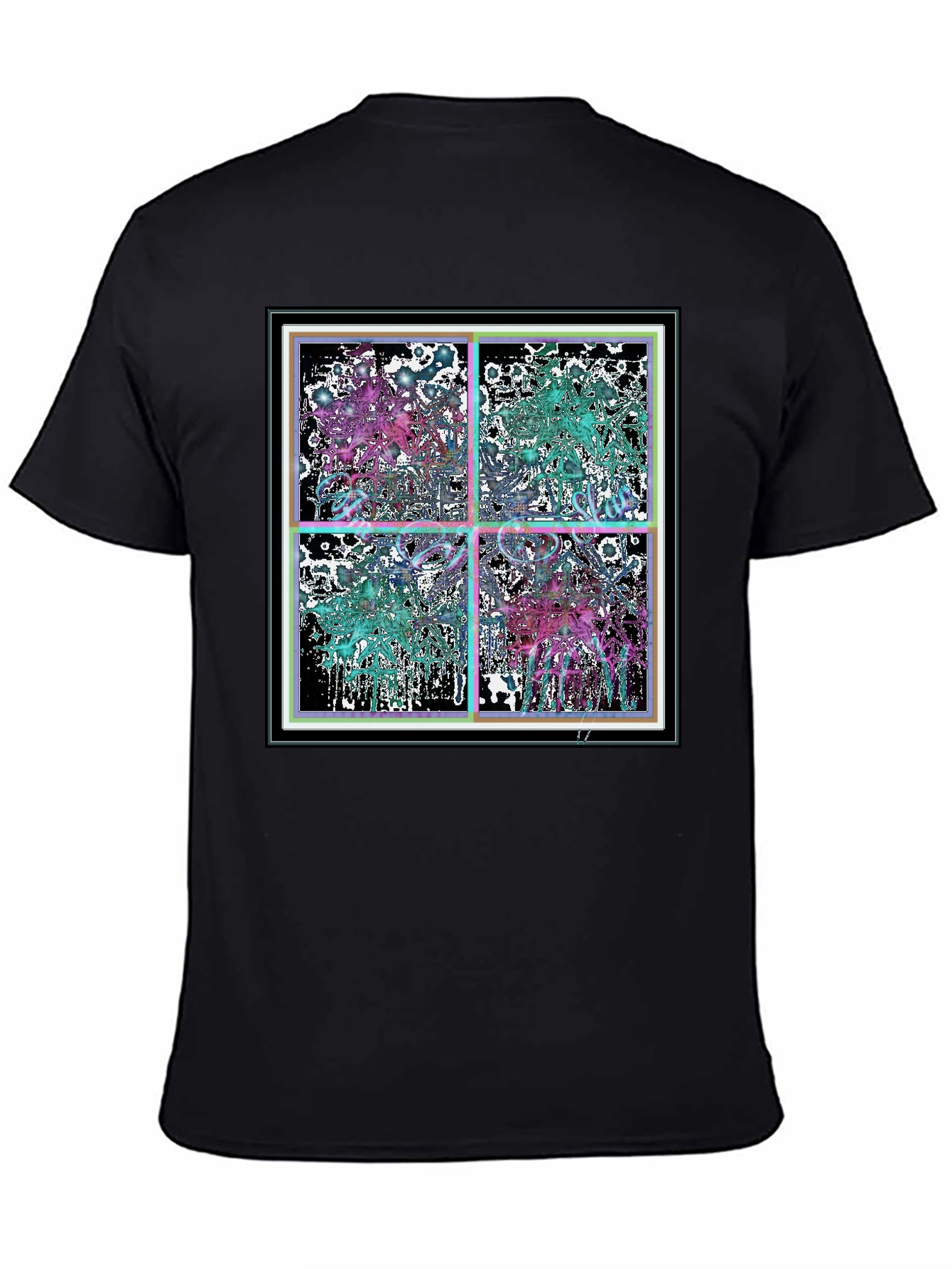 Abstract Grid Graphic Tee - Stylish Black Cotton T-Shirt