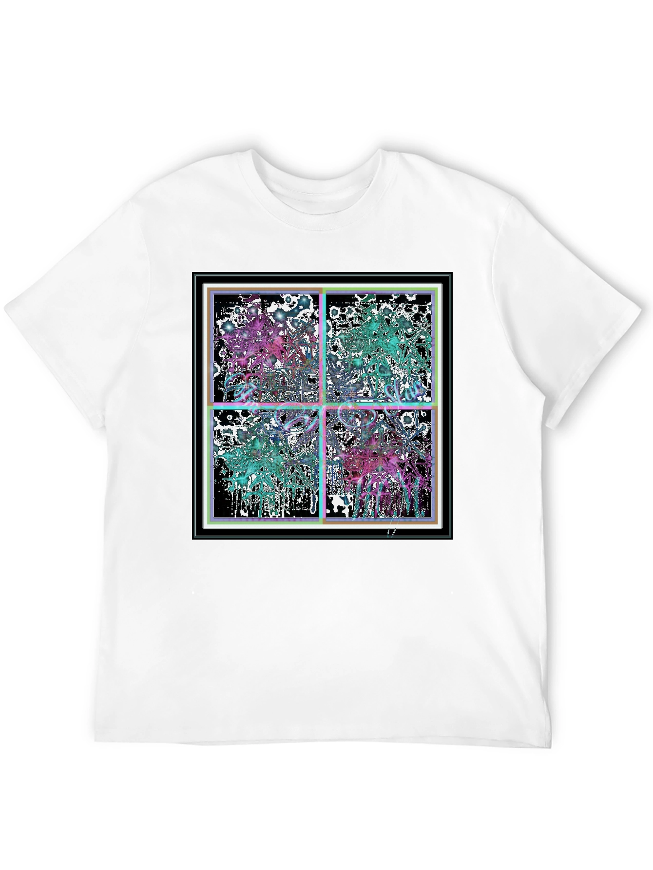 Abstract Grid Graphic Tee - Stylish Black Cotton T-Shirt