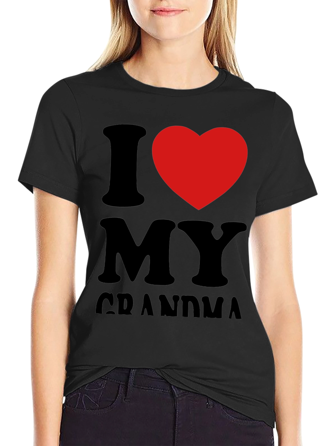 I Heart Grandma Black Tee