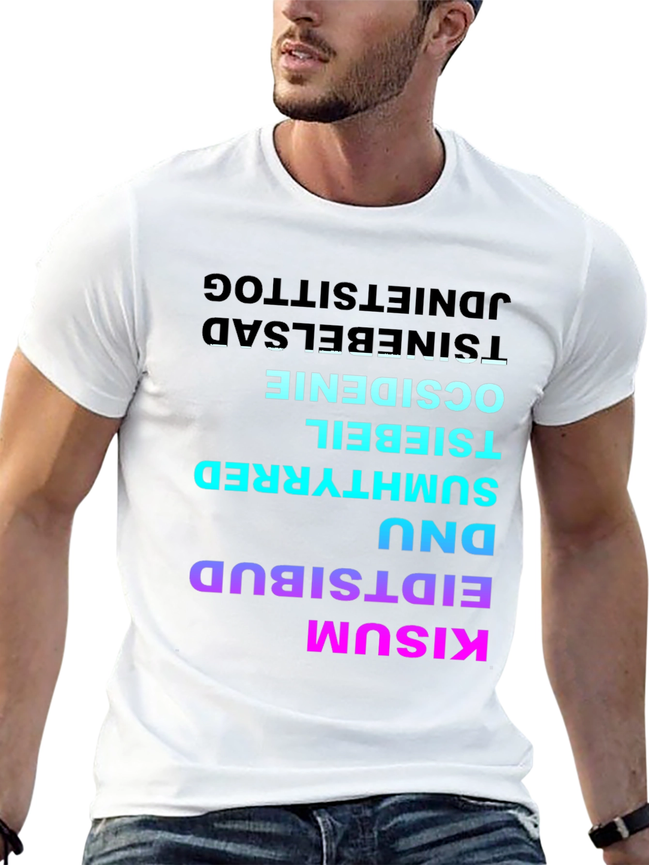 Reversed Text T-Shirt - Bold & Unique