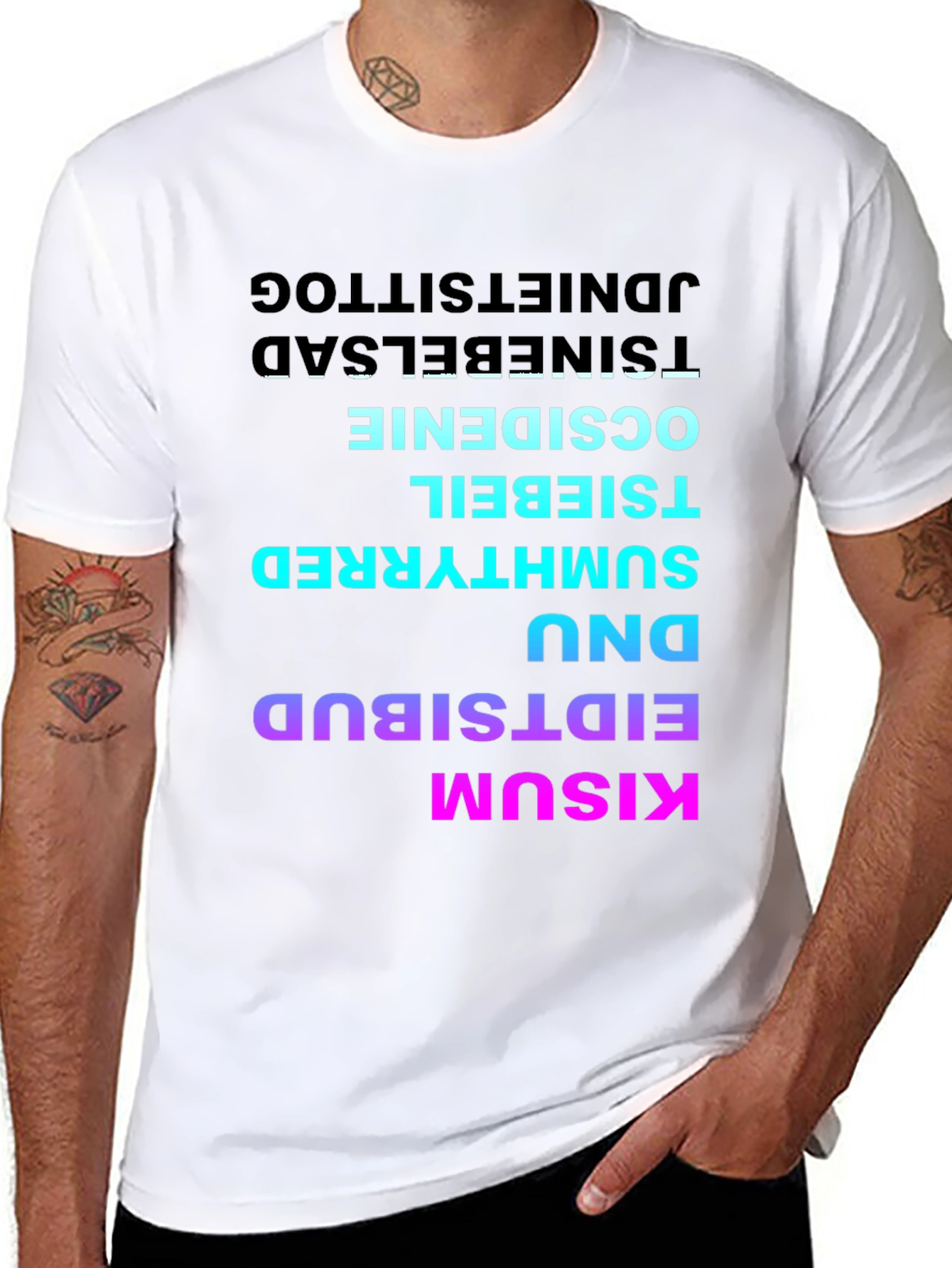 Reversed Text T-Shirt - Bold & Unique